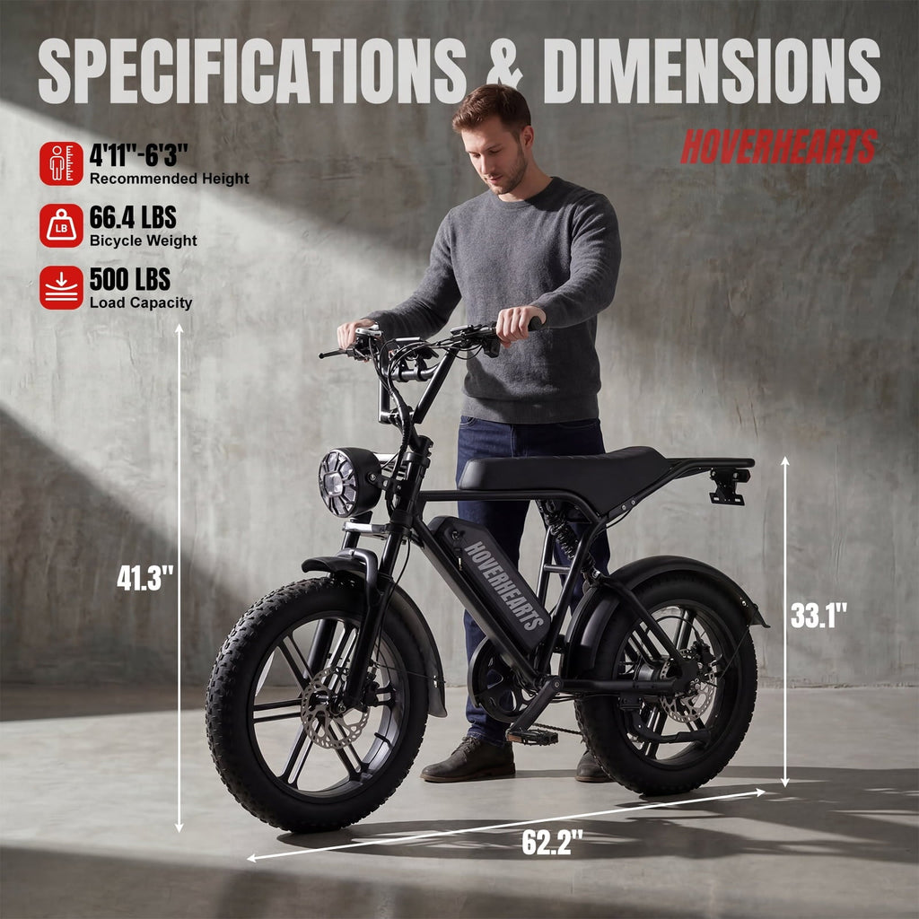 Electric Bike for Adults, 20 x 4” Fat Tire Electric Bicycle, 1500W Peak Motor 60 Miles, 48V 15Ah Removable Battery & 7 Speed Electric Mountain Bike , UL2849