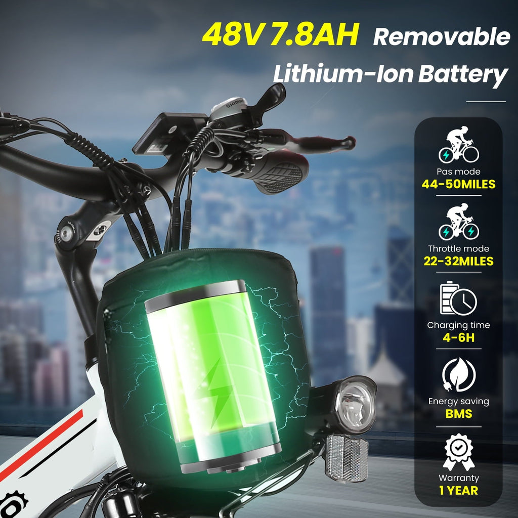 Gocio 26 Folding Electric bike for Adults, 750W Peak Motor 48V 7.8Ah Battery, 21 Speed Mountain Ebike, UL2849