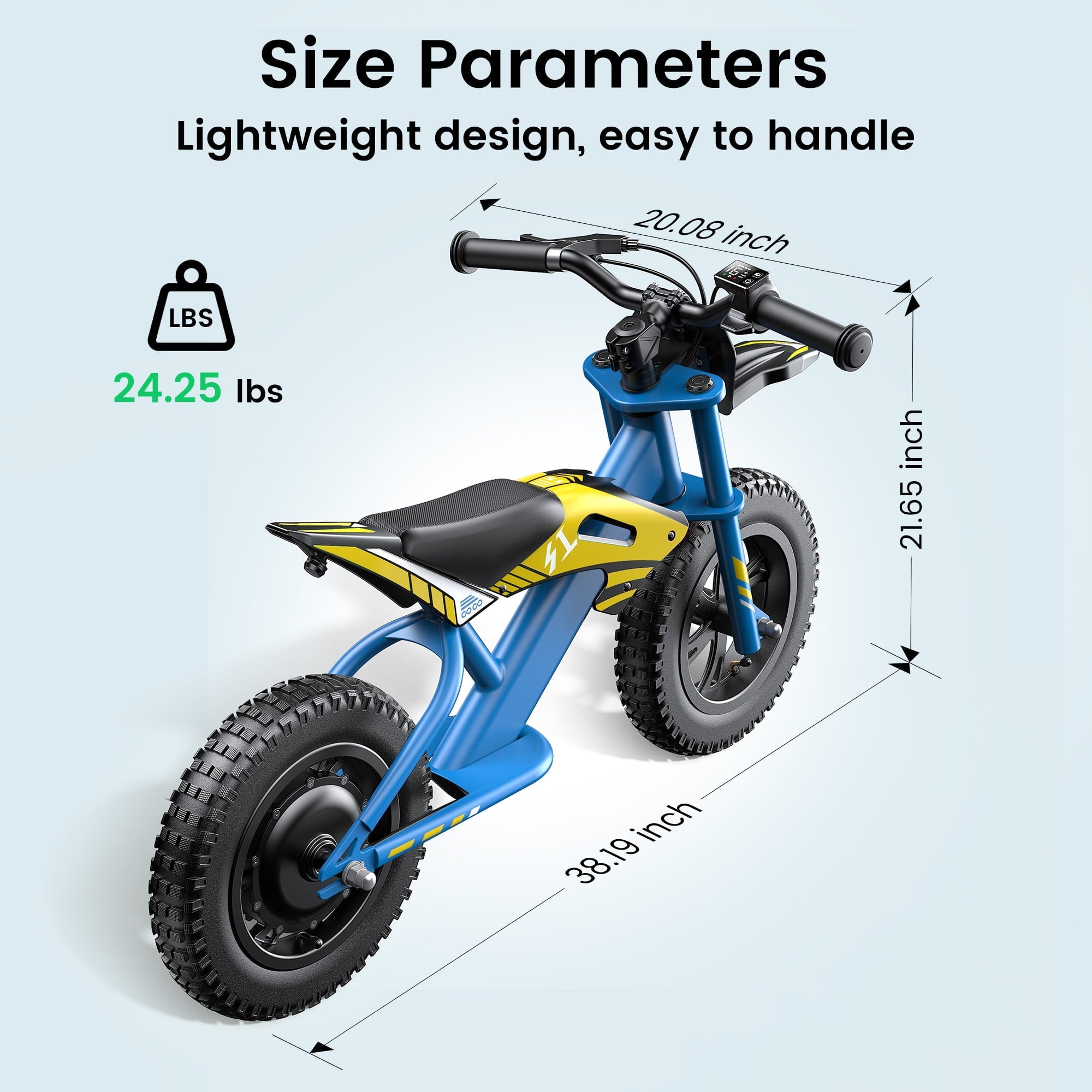 MIHOVER 21.6V Electric Bike for Kids 12, 200W Electric Banlance Bike Ages 5-8 Years Old, Electric Motorcycle Max 10MPH with LED Display, Beginners Friendly - Blue