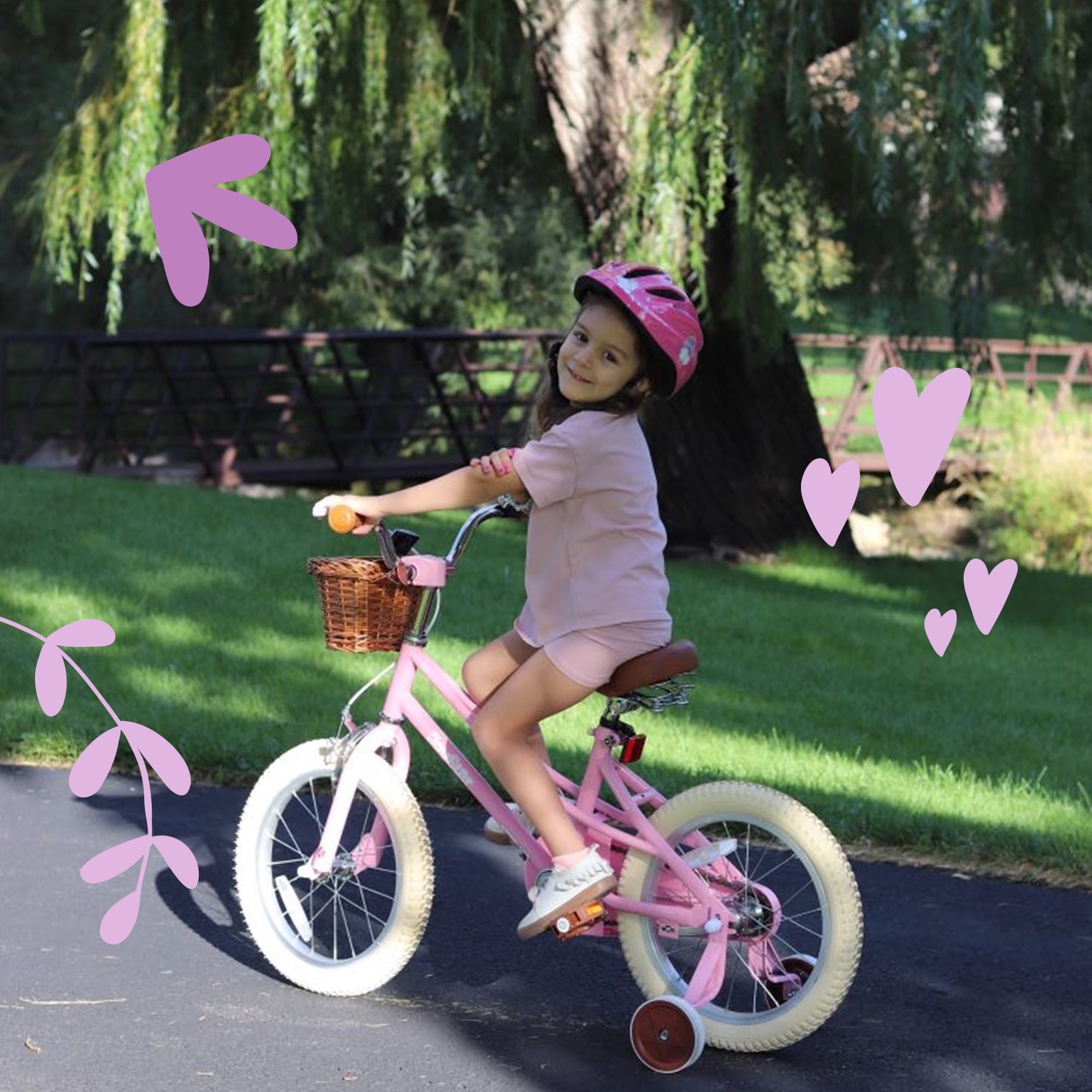 JOYSTAR Girls Bike for 2-13 Years Old Toddlers and Kids, 12 14 16 18 Kids Bike with Training Wheels & Basket, 20 Inch Kid's Bicycle with Kickstand, Retro Style Bikes