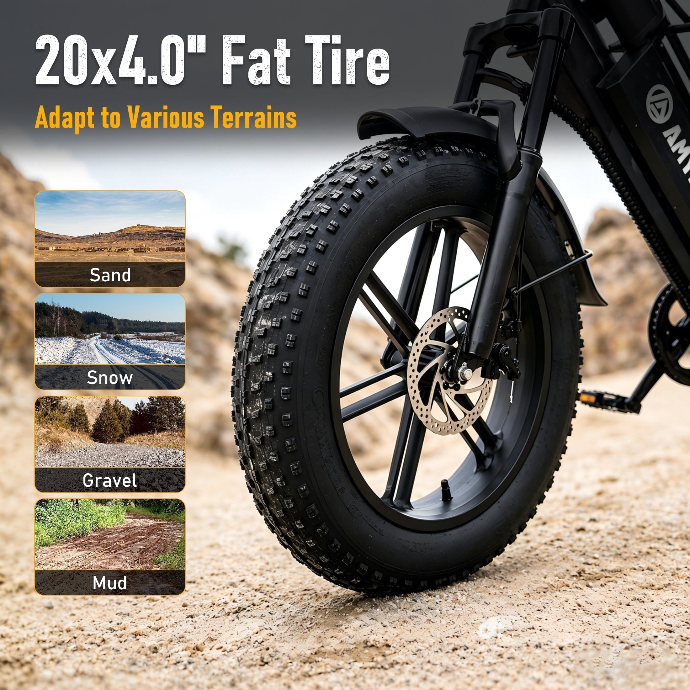 AMYET G60 Electric Bike for Adults, 1000W Peak 1500W, 48V 20Ah, 20x4 Fat Tire E Mountain Bike, UL2849