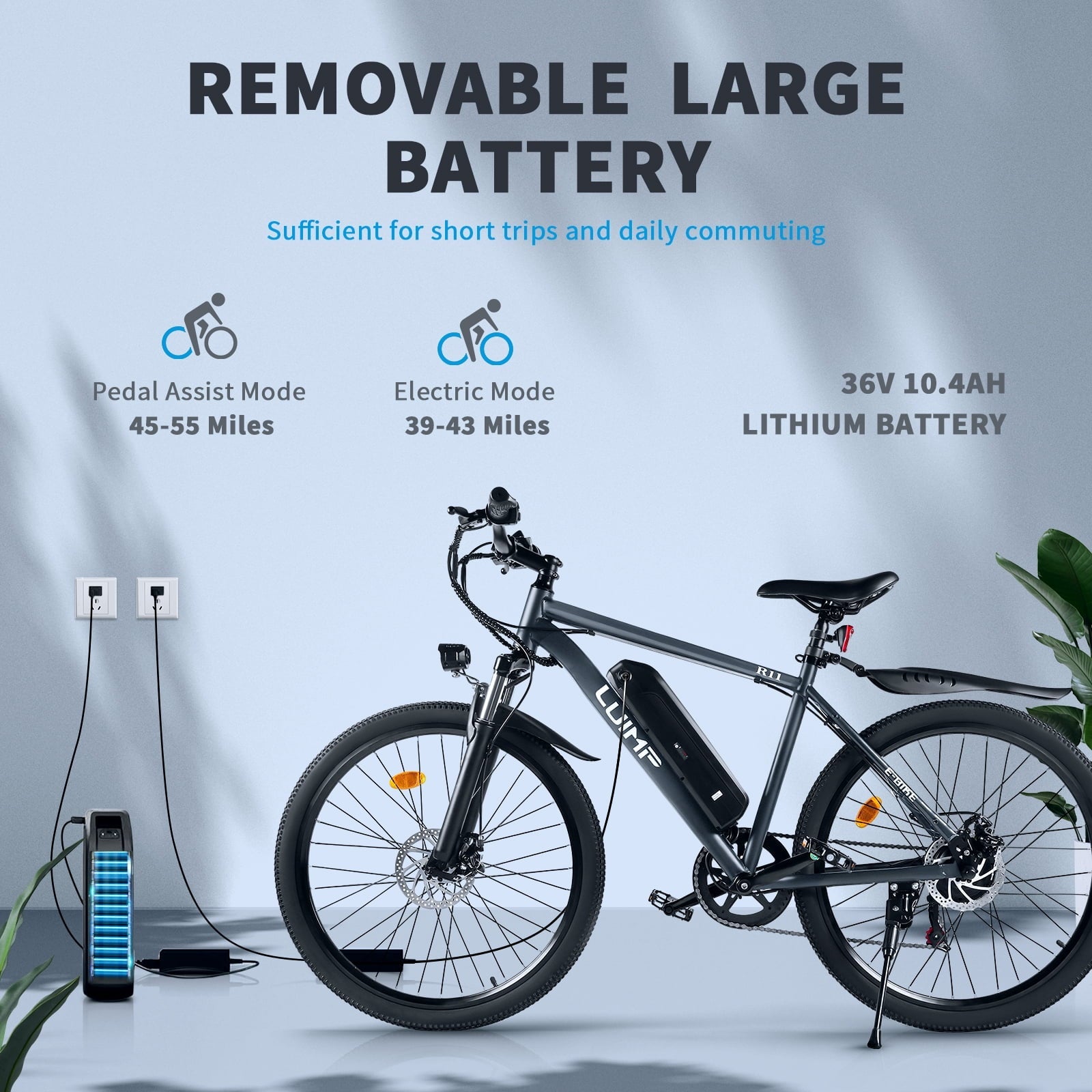 Luimp 26 Electric Bike for Adults, 500W Ebike with 36V 10.4Ah Battery, 20MPH Electric Bicycles, E-Bike for Adults, E Bike UL2849