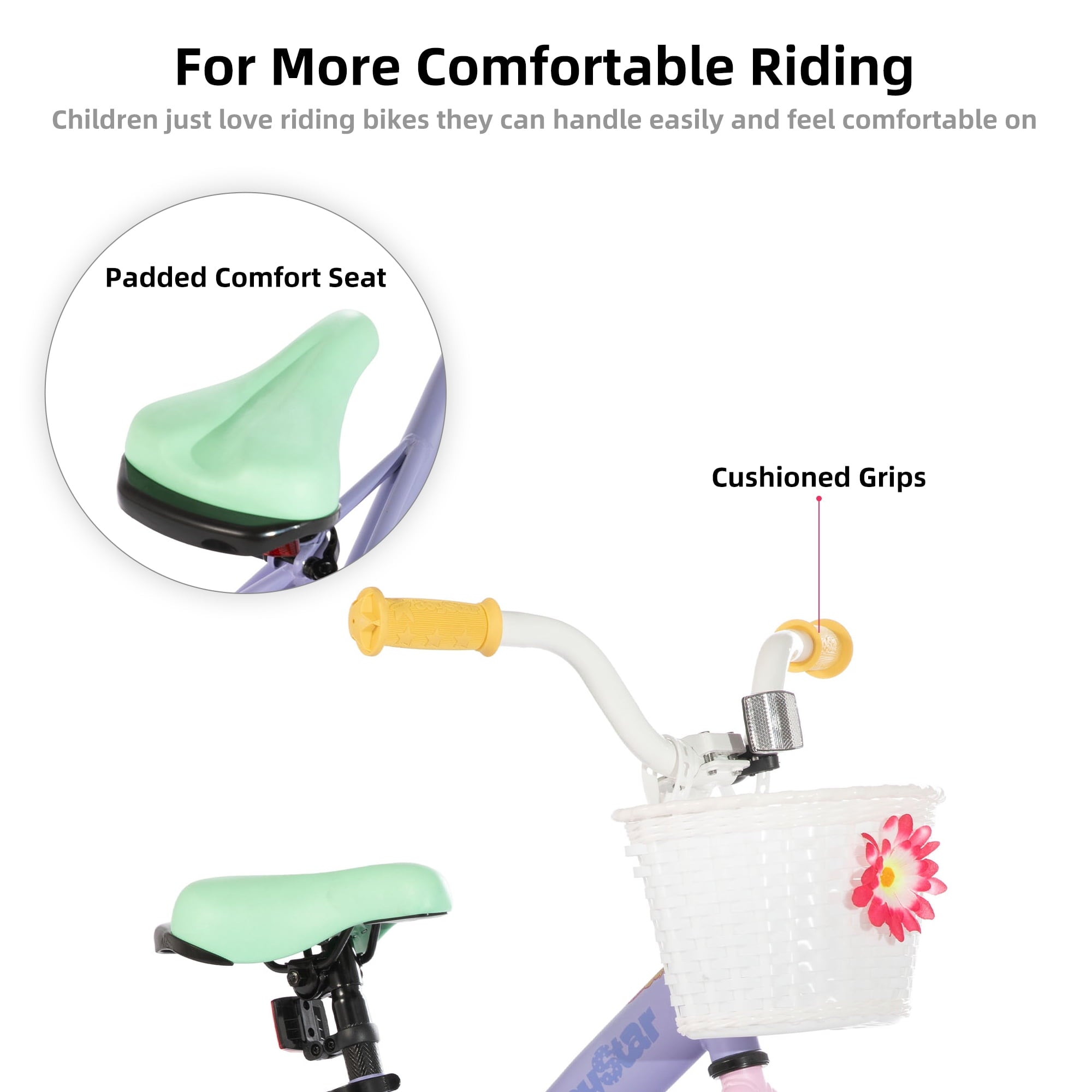 JOYSTAR 12 14 16 Kids Bike for 2-7 Years Girls 33-53 Inch Tall, Rainbow Toddler Bicycle with Basket, Training Wheels & Coaster Brake, 85% Assembled, Macarons