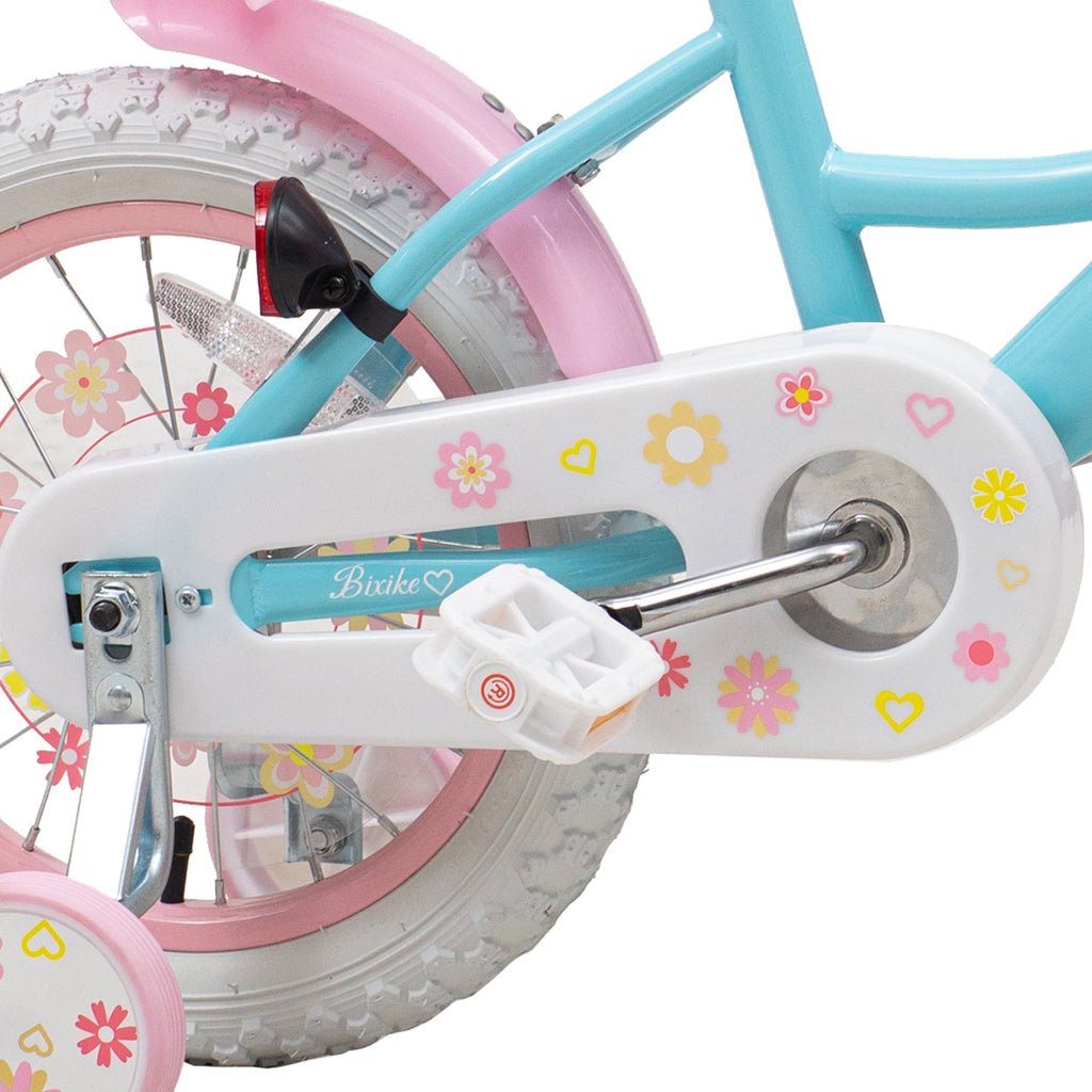 ACEGER 14 Inch Girls Bike with Basket, Training Wheels, Doll Seat, Purple Kids Bicycle for Ages 3-5