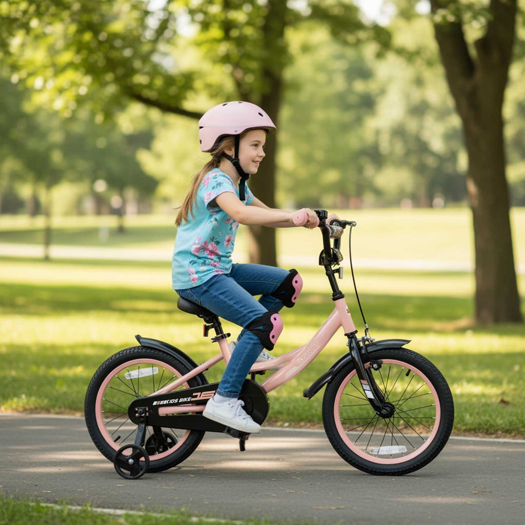 Costway 18 Inch Kids Bike with Training Wheels Dual Brakes Adjustable Seat Handlebar Height