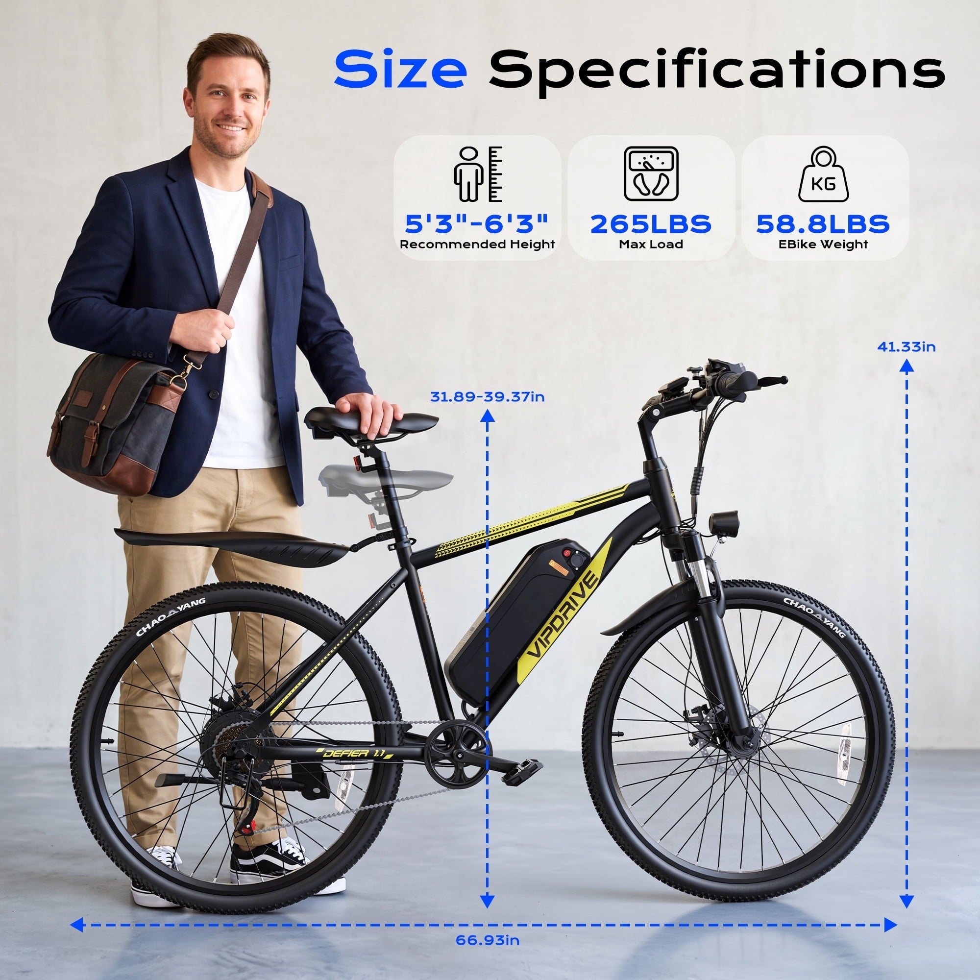 VIPDRIVE Electric Bike for Adults, 26'' 750W Peak Ebike, 48V 7.8AH Removable Battery .Up to 40 Miles 20MPH Electric Mountain Bike .Front Fork Suspension .UL2849