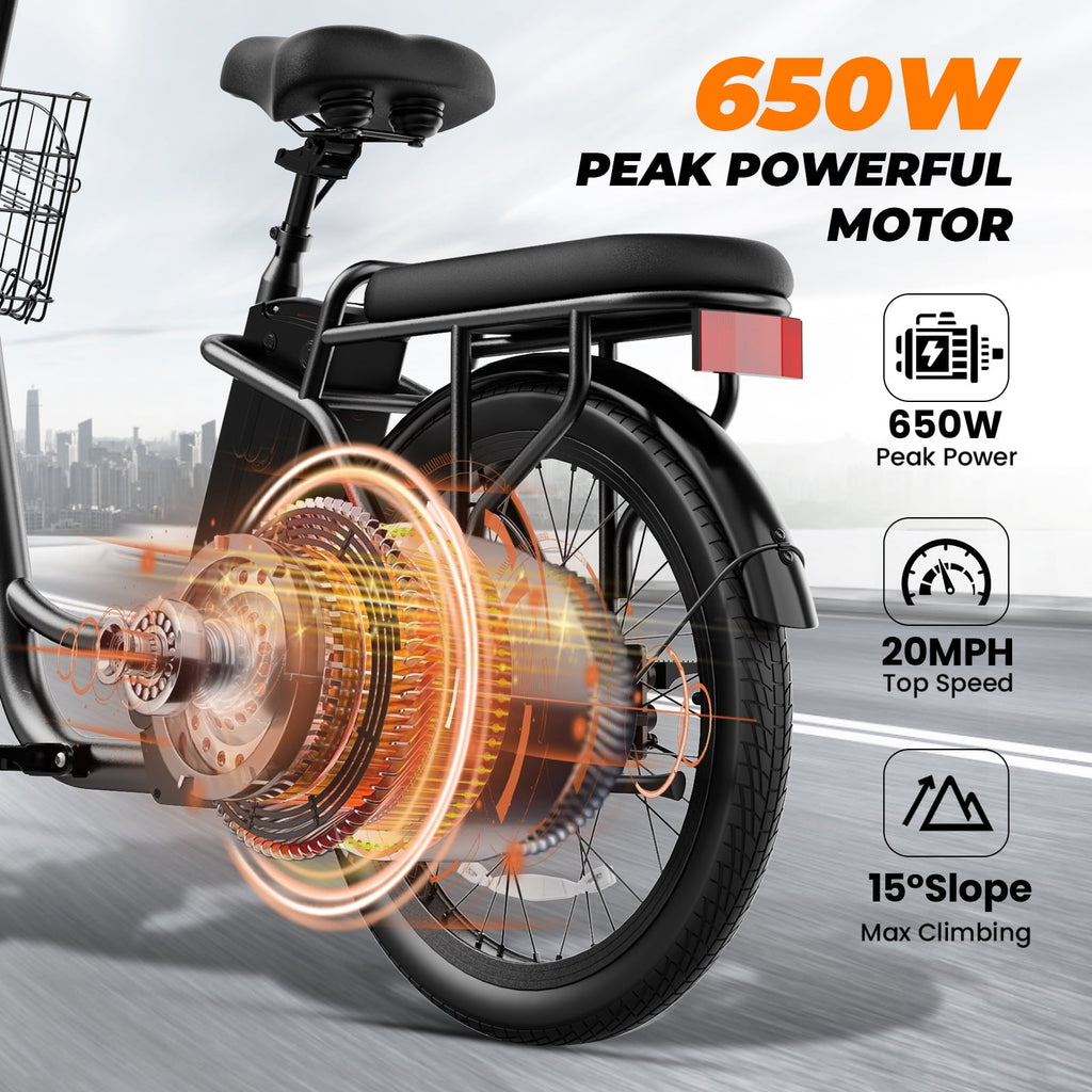 SANOPY 500W Electric Bike for Adults,48V Removable Battery,20 Mile Range&20MPH Max Speed,Electric Scooter with Seat,Commuter E-scooter for Adults and Teens,Gray,UL2272