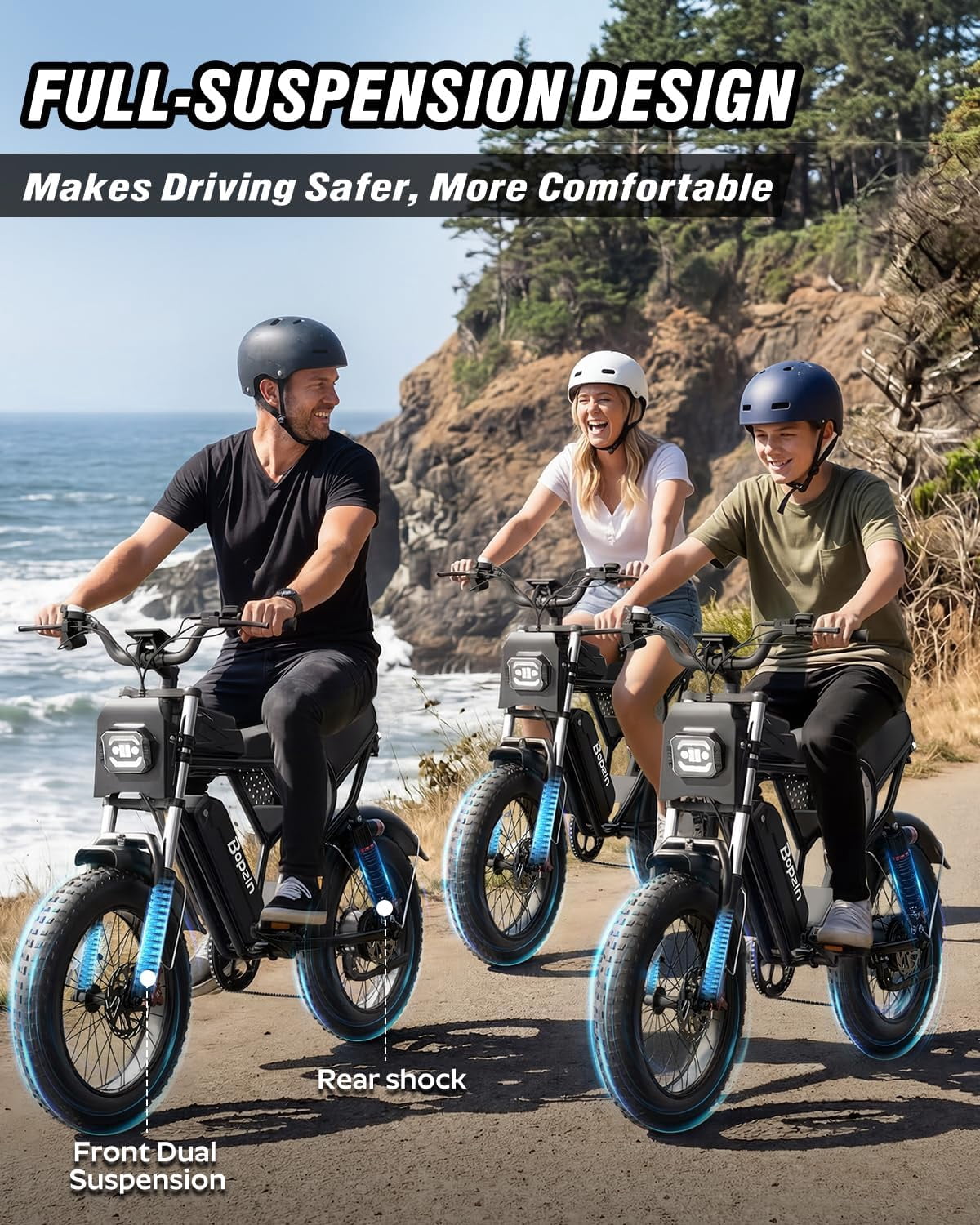 Peak 1500W Electric Bike for Adults,48V 20Ah,Max 80miles & 28mph Electric Bicycle, 20 Fat Tire Full Suspension Mountain Bike UL2849
