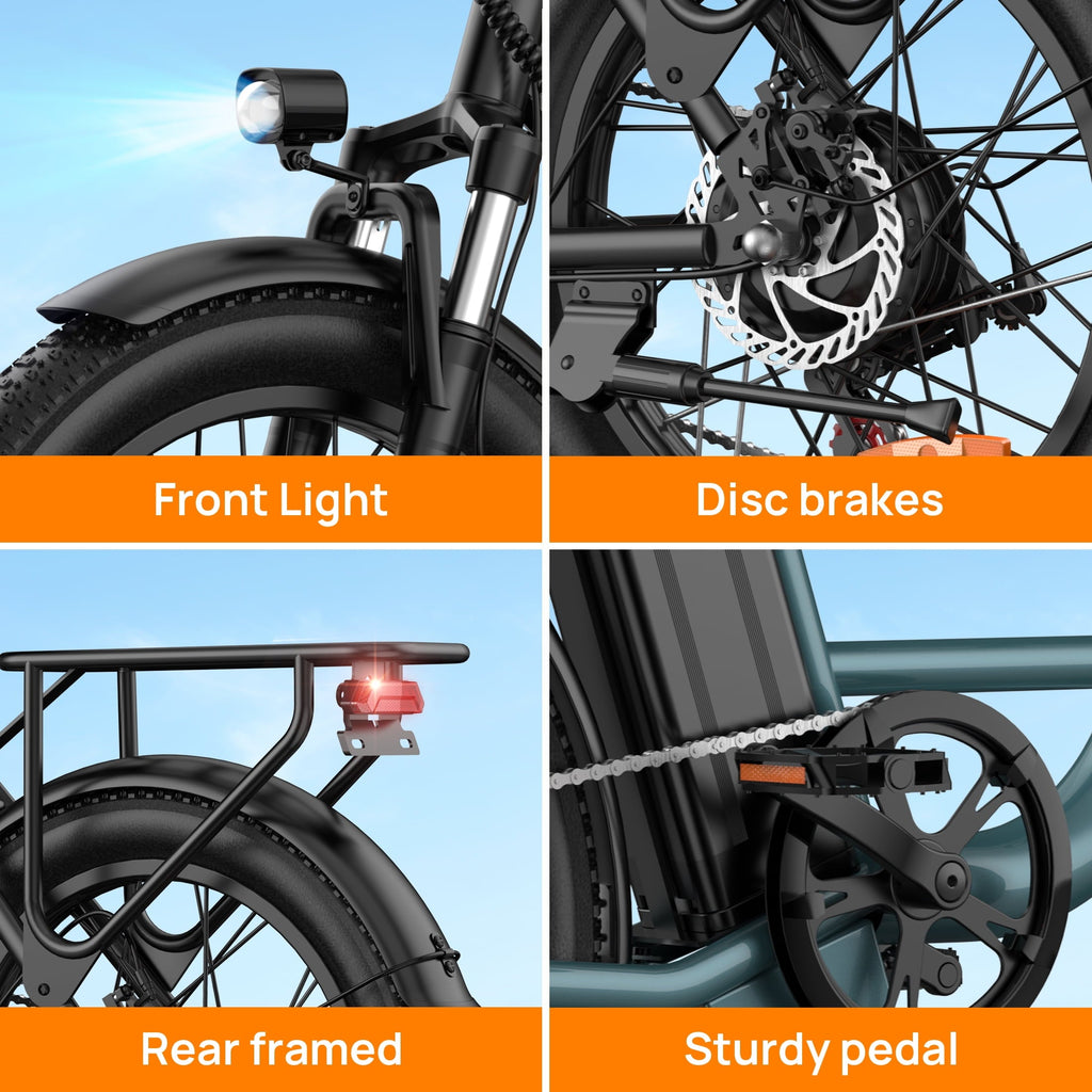 URLIFE 4.0 Fat Tire Ebike,20 Electric Bicycles for Adult,1500W Peak Motor,48V 15.6AH Remobavle Battery,7-Speed Mountain Ebike,UL2849-Black