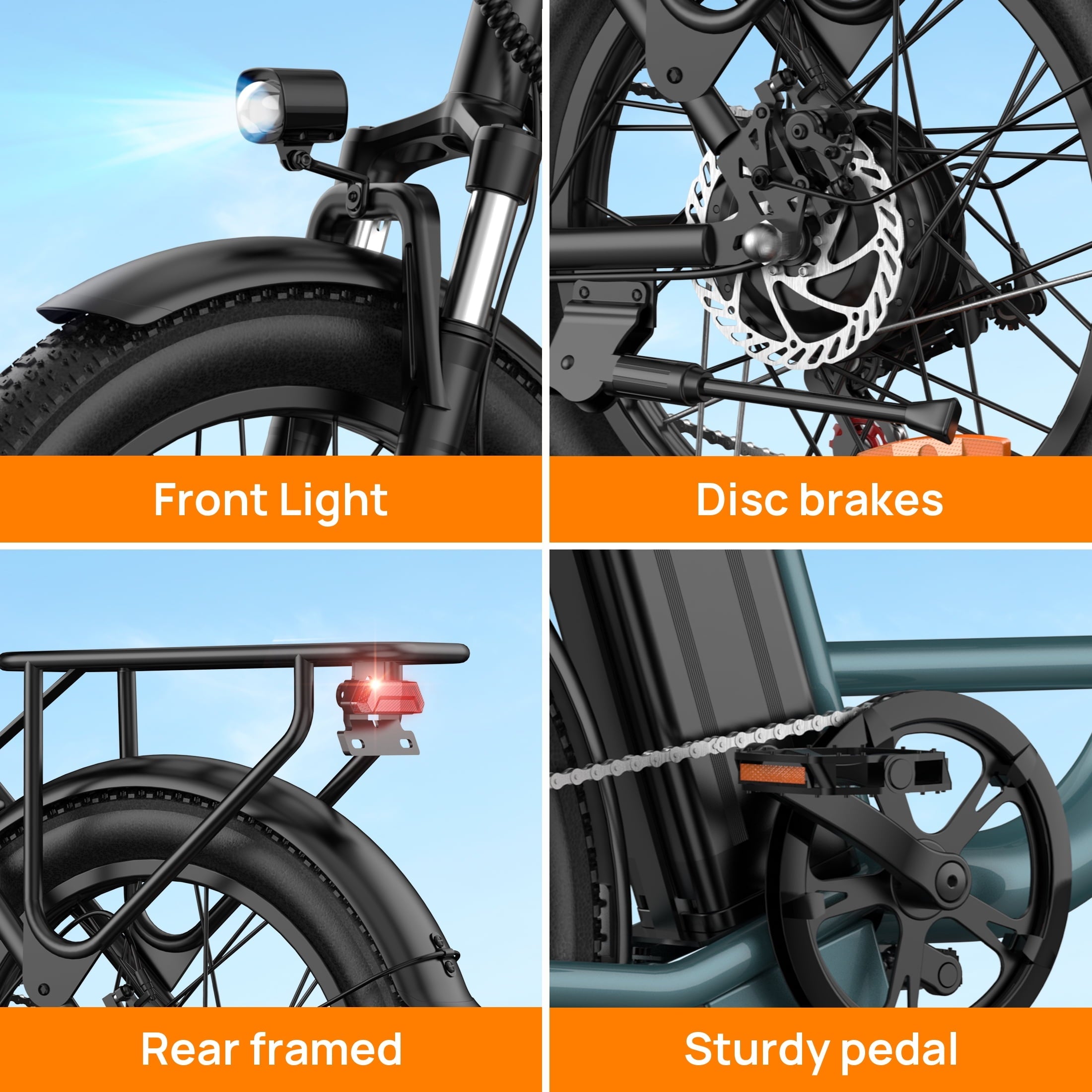 URLIFE 4.0 Fat Tire Ebike,20 Electric Bicycles for Adult,1500W Peak Motor,48V 15.6AH Remobavle Battery,7-Speed Mountain Ebike,UL2849-Black
