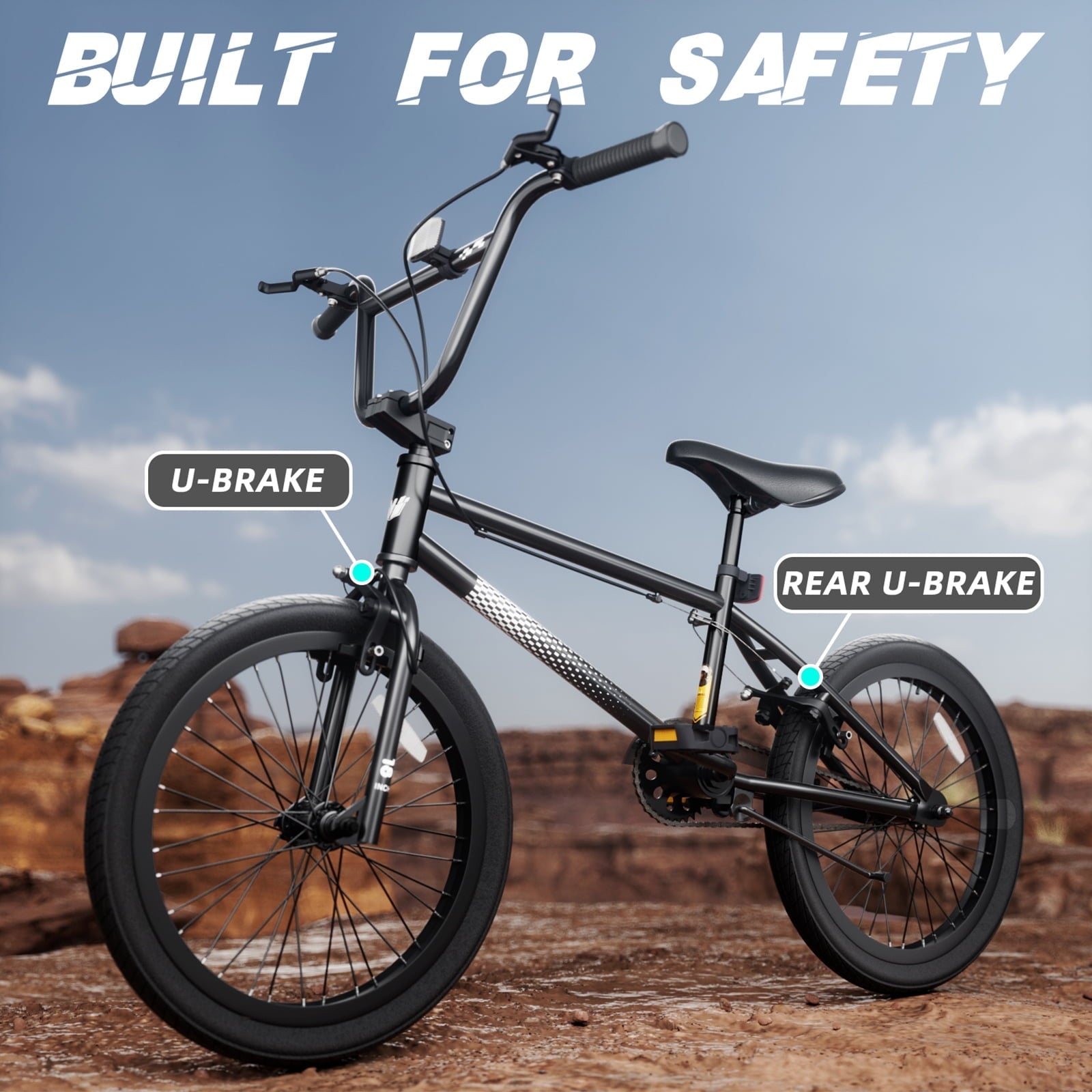 KORIMEFA Freestyle Kids BMX Bikes 18 20 Inch Kids Bicycles for Years Old Boys Girls Teen with Adjustable Seat and Handbrake, for Kids 8-12 Beginner-Level to Advanced Rider