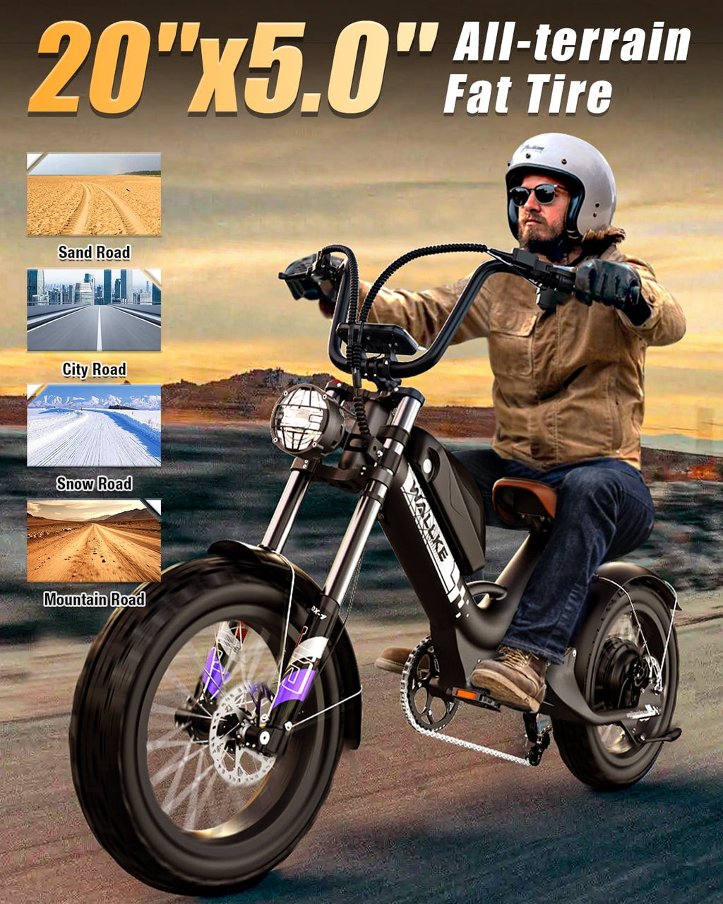 W WALLKE Titan X1 Carbon Fiber Frame Electric Bike, 30Ah Long Range Ebike for Adults, 3800W 40MPH Fast E Bike, 20x5 Puncture-Proof Fat Tire