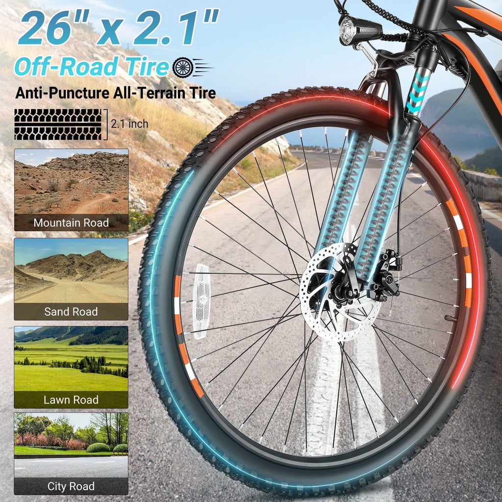 Gocio UL2849 Certified 26 Electric Bike for Adults, 750W Peak Motor, 48V 7.8Ah Battery, 20MPH Max Speed, Off-Road Mountain E-bike