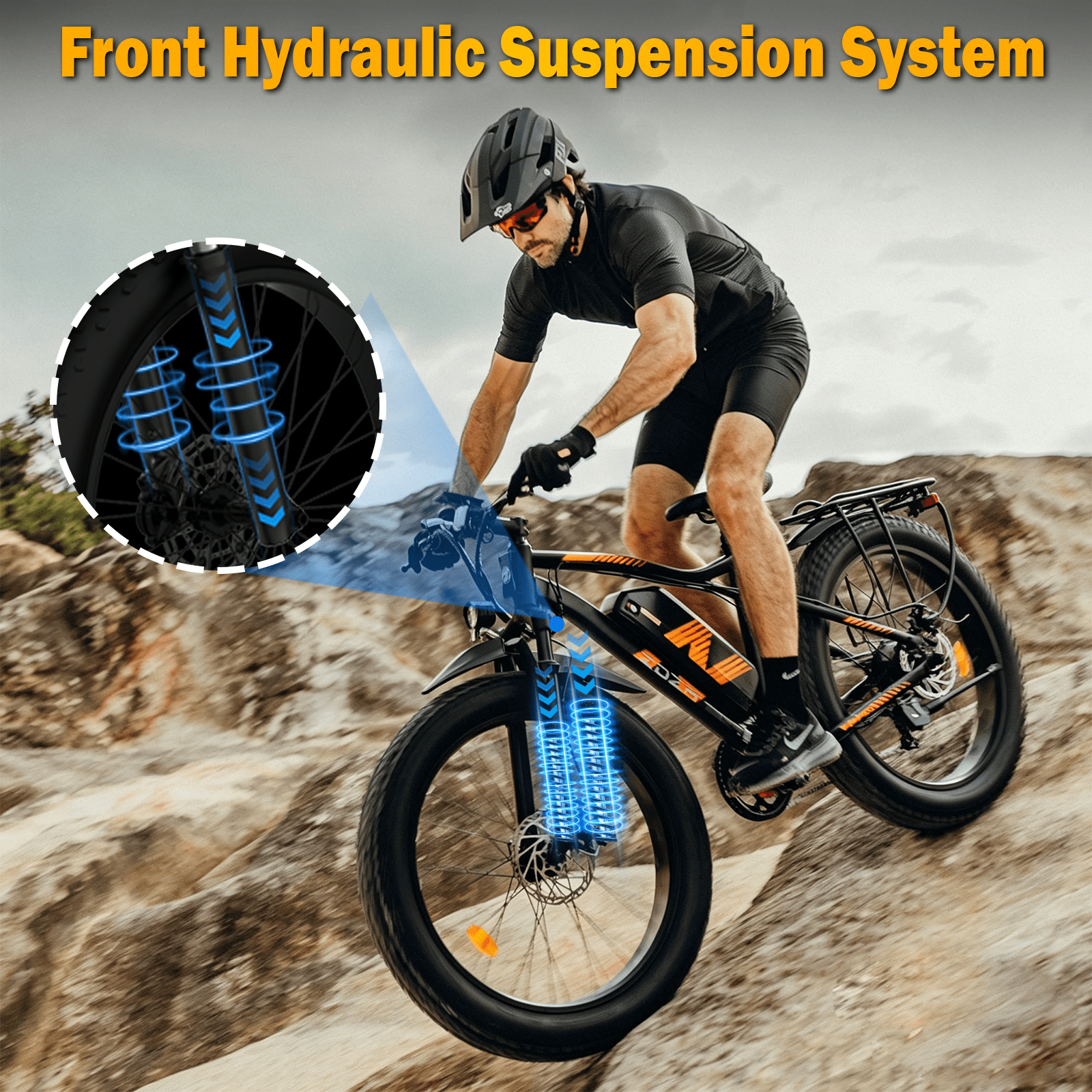 ZDZA Electric Bike for Adults, Peak 1500W Motor E-Mountain Bicycle, 26 Fat Tire 28mph Ebike, 48V 15Ah Removable, Dual Suspension with Shelf UL2849, Black