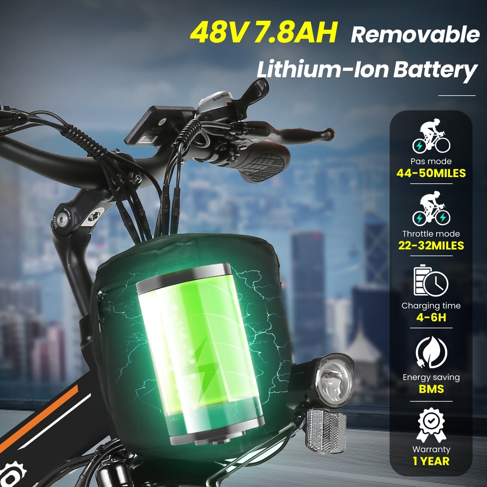 Gocio 26 Folding Electric bike for Adults, 750W Peak Motor 48V 7.8Ah Battery, 21 Speed Mountain Ebike, UL2849