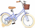 ACEGER 16 Inch Girls Bike with Basket, Purple, Training Wheels, Ages 4-8
