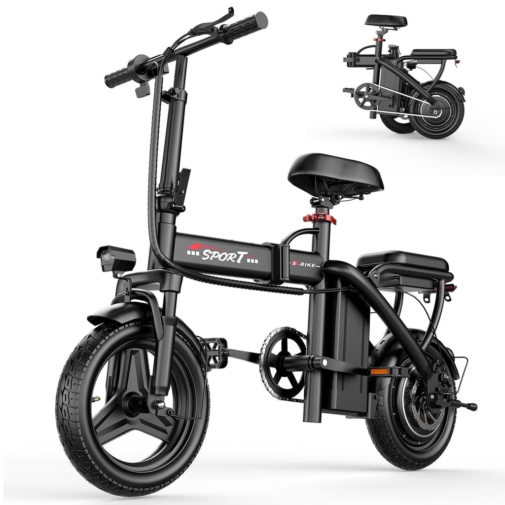GWEIT Electric Bike for Adults,1000W Peak Folding Electric Bike, 40-Mile Range, 14-Inch Tire E-Bike with 48V 10Ah Removable Battery, Electric Mini Bike