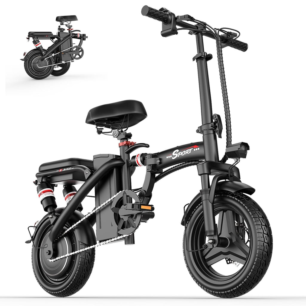 AZHAR Electric Bike for Adults, 500W Motor Folding Mountain Bike 14 , 25 Mph 30 Miles, 48V 15Ah Removable Battery, UL 2849