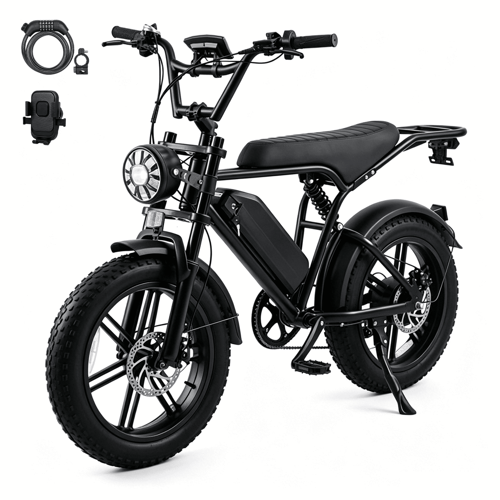 Aoemoe 500W Fat Tire Electric Bike 20 x 4.0 All Terrain E-Bike 48V 15Ah 28mph Hydraulic Brakes Full Suspension Mountain Electric Bicycle for Trail Riding