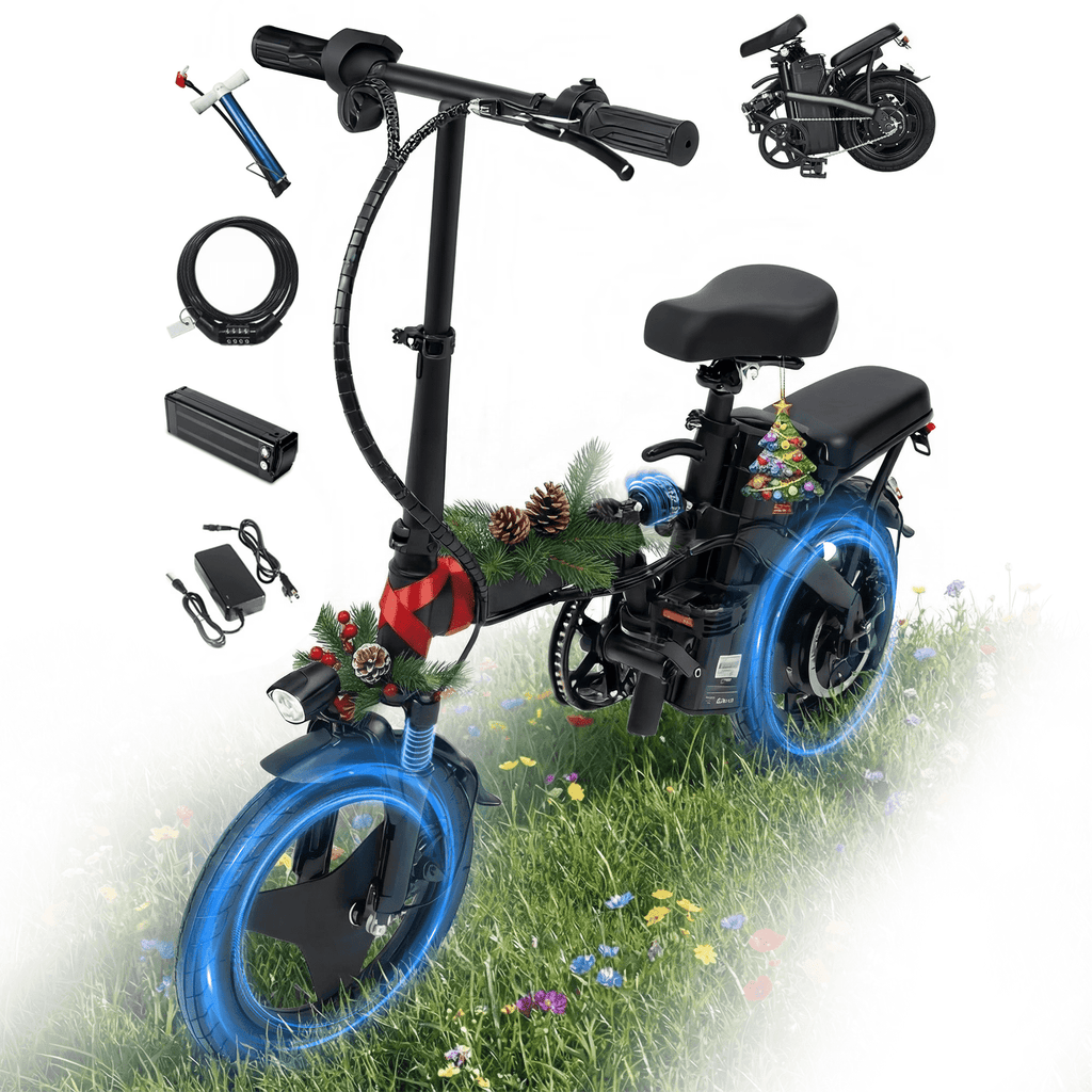 BroPath Electric Bike for Adults, 14 Folding Ebike, Electric Bicycle with 576WH Battery, 21MPH,20+ Miles(MAX),450W High Motor,Multi-Shock Absorption,Commuting Mini E Bikes,UL2849,Ebike for Teens
