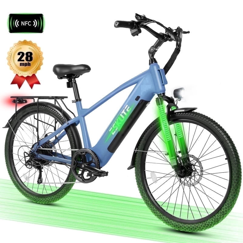 ESKUTE C200 70-Mile Electric Bike for Adults with 840Wh Removable Battery, 1300W Peak Power Ebike, Up to 28MPH Speed, 26 Tires, 7-Speed Adjustable Stem Step-Over E-Bicycle,Orange, UL2849