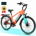 ESKUTE C200 70-Mile Electric Bike for Adults with 840Wh Removable Battery, 1300W Peak Power Ebike, Up to 28MPH Speed, 26 Tires, 7-Speed Adjustable Stem Step-Over E-Bicycle,Orange, UL2849