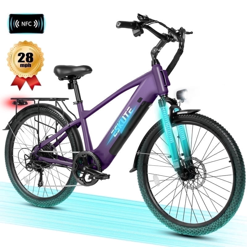ESKUTE C200 70-Mile Electric Bike for Adults with 840Wh Removable Battery, 1300W Peak Power Ebike, Up to 28MPH Speed, 26 Tires, 7-Speed Adjustable Stem Step-Over E-Bicycle,Orange, UL2849