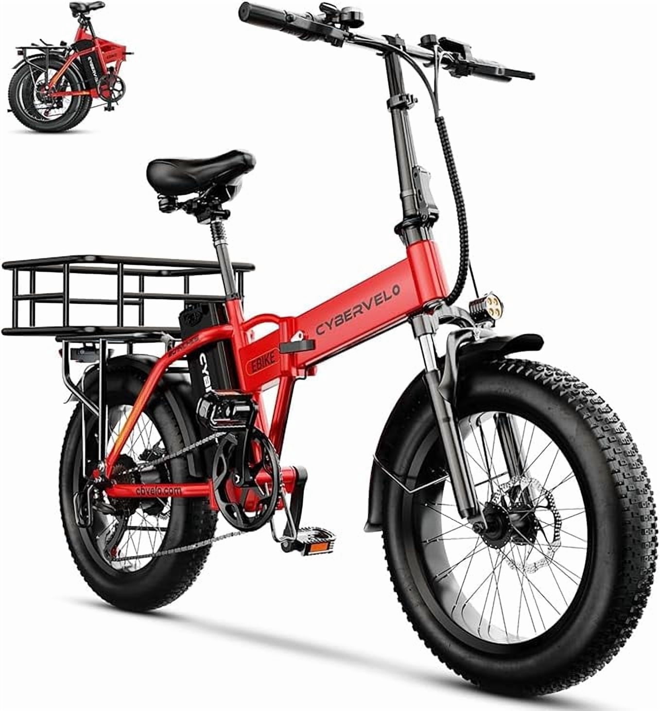 Cbvelo 1000W Folding Electric Bike for Adults, 48V 20.8AH Large Removable Battery E-Bike, 30+MPH, 80 Miles Max Range, 20 Fat Tire Electric Bike for Adults, Adult Electric Bicycles for Commute