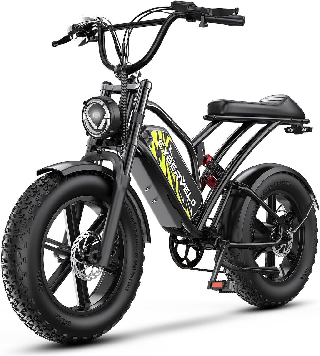 Cybervelo Electric Bike for Adults 1500W Peak 20 Fat Tire All-Terrain E-Bike 80 Miles 30MPH  Dirt Bike  Sand Mountain Snow off road Large 48V 30AH Battery Powered Motorcycle
