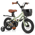 Costway 12 Kid's Bike with Training Wheels Adjustable Handlebar & Seat Handbrake Green