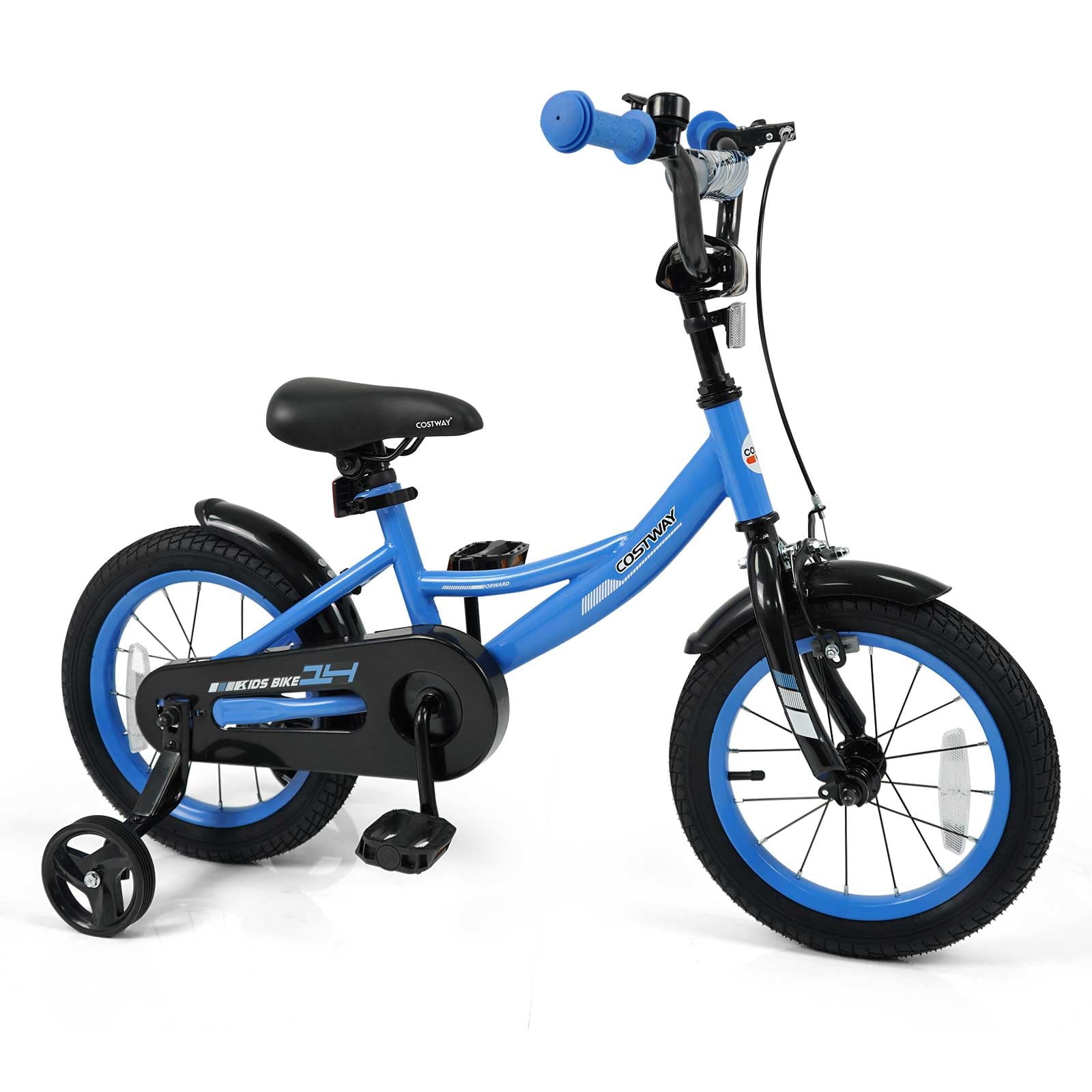 Costway 18 Inch Kids Bike with Training Wheels, Dual Brakes, Adjustable Seat & Handlebar Height Pink