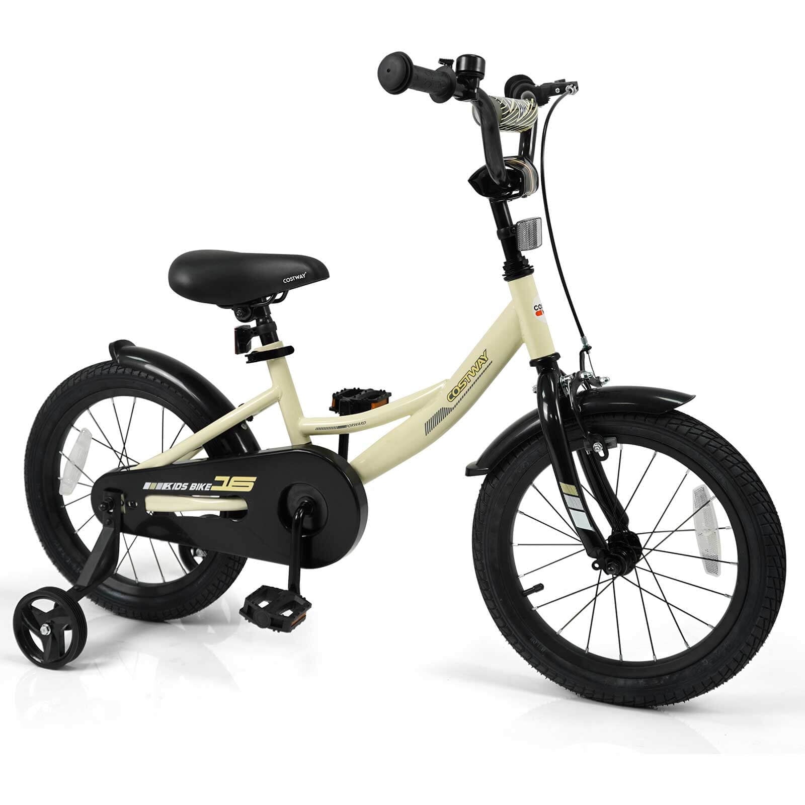 Costway 18 Inch Kids Bike with Training Wheels Dual Brakes Adjustable Seat Handlebar Height