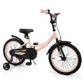 Costway 18 Inch Kids Bike with Training Wheels, Dual Brakes, Adjustable Seat & Handlebar Height Pink