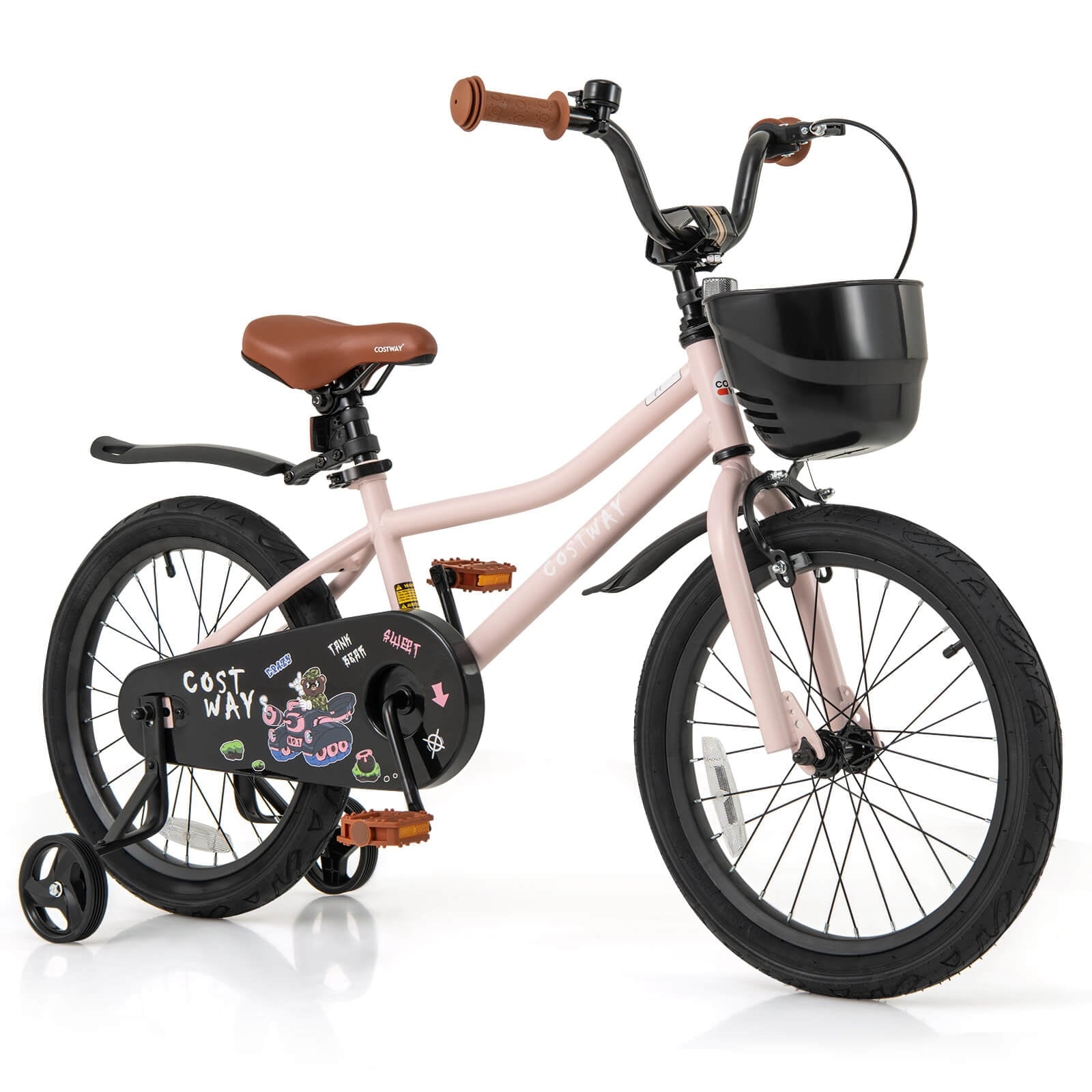 Costway 12 Kid's Bike with Training Wheels Adjustable Handlebar & Seat Handbrake Green