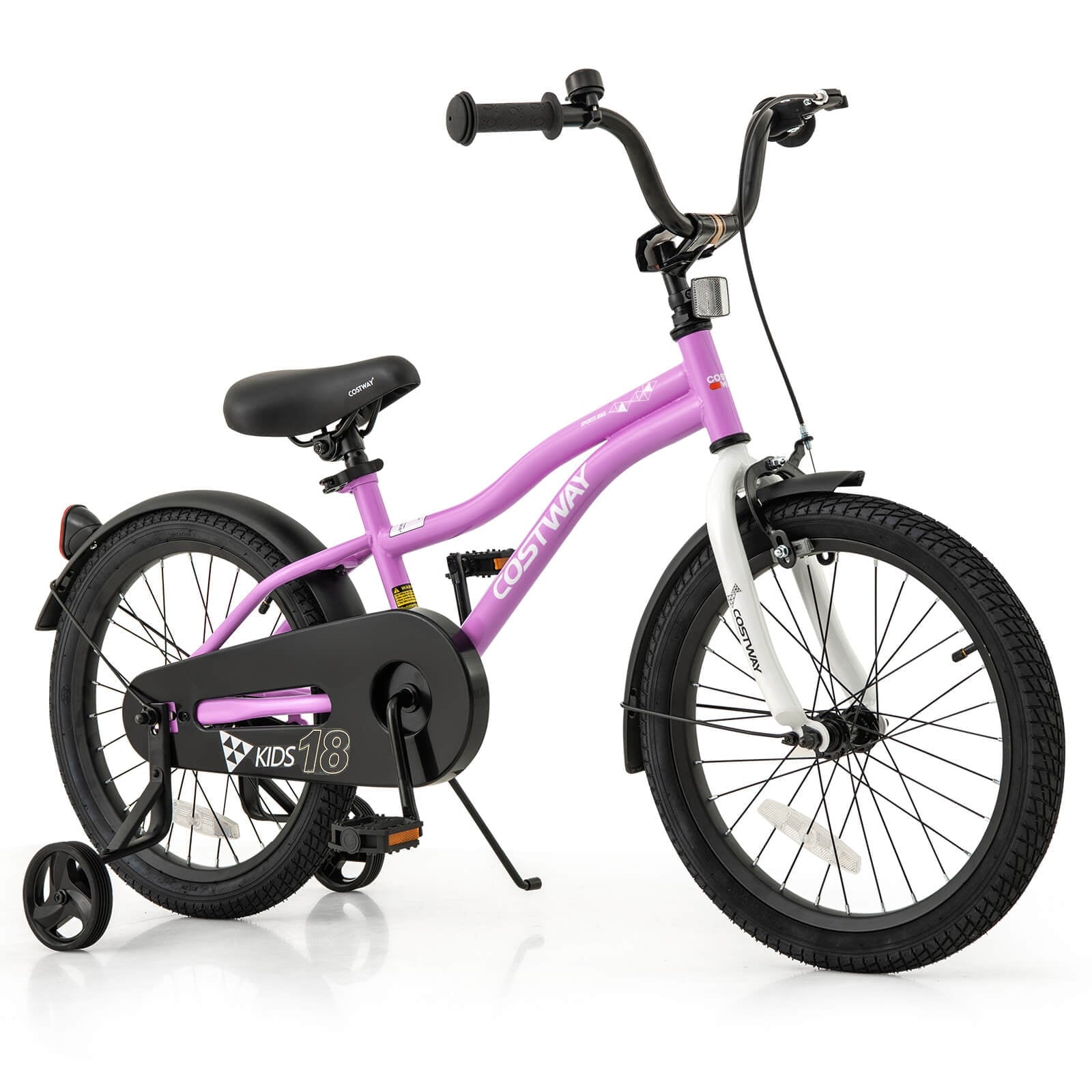 Costway 18 Kids Bike for 4-8 Years Old Boys & Girls with Adjustable Seat Handbrake Reflectors Red