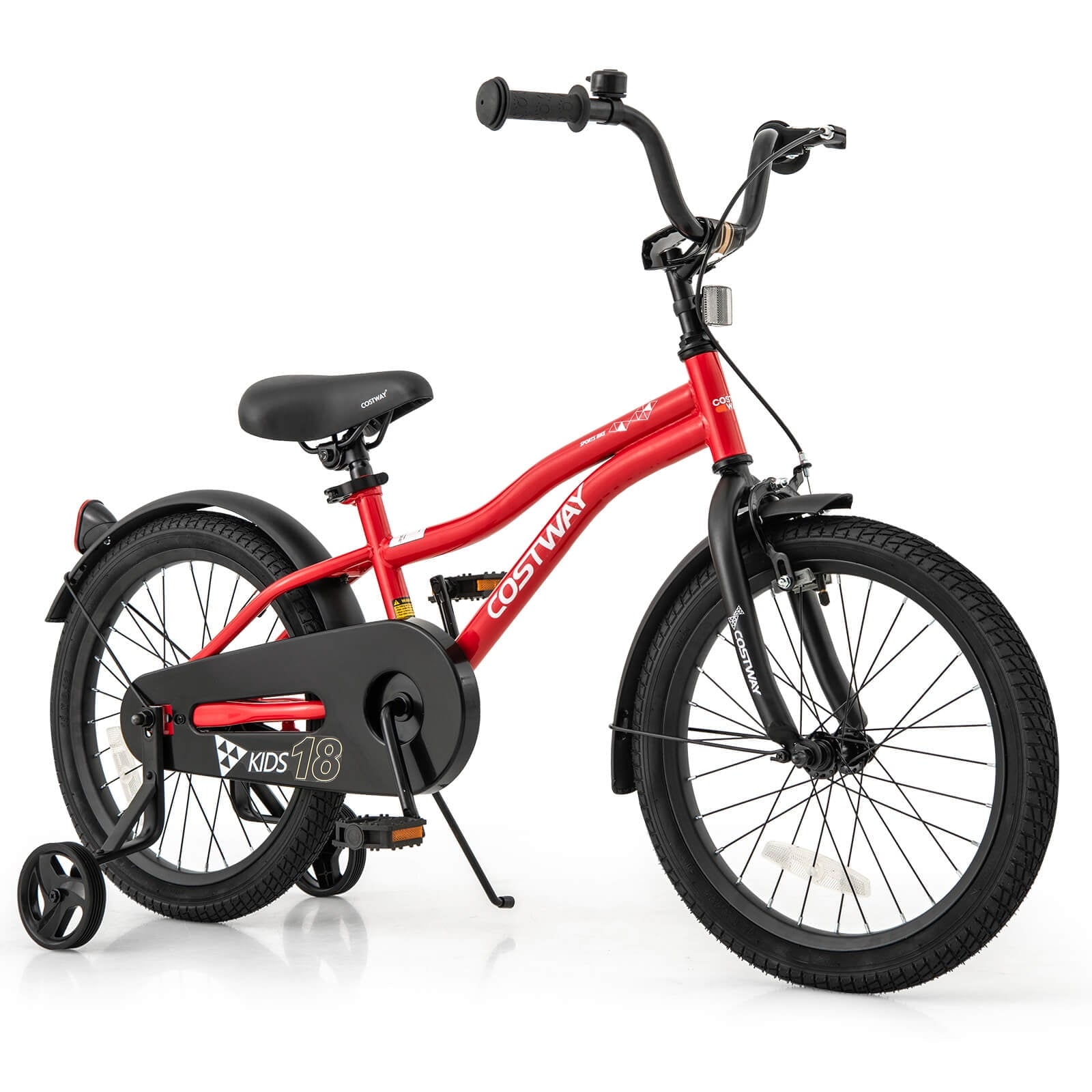 Costway 18 Kids Bike for 4-8 Years Old Boys & Girls with Adjustable Seat Handbrake Reflectors Red