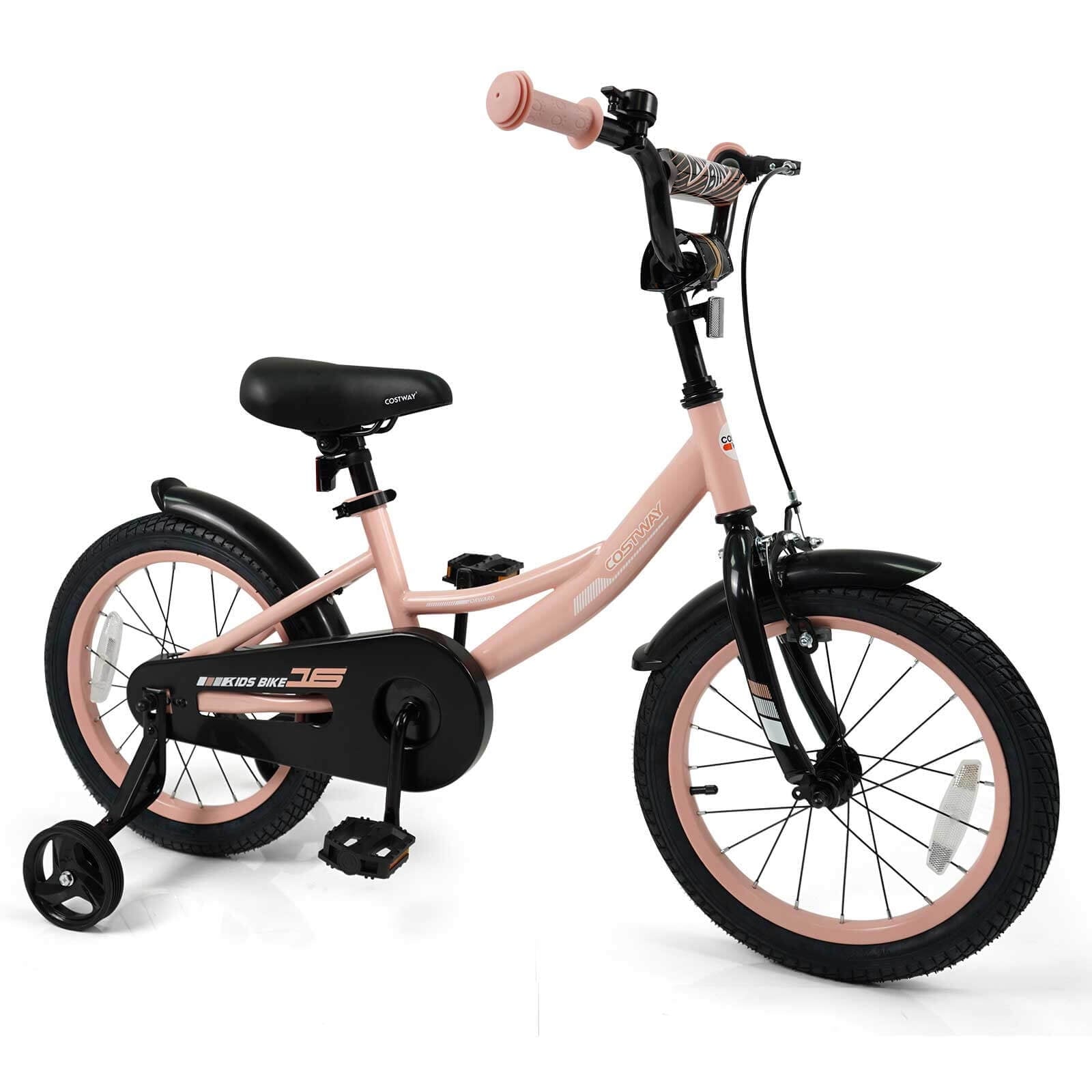 Costway 18 Inch Kids Bike with Training Wheels Dual Brakes Adjustable Seat Handlebar Height