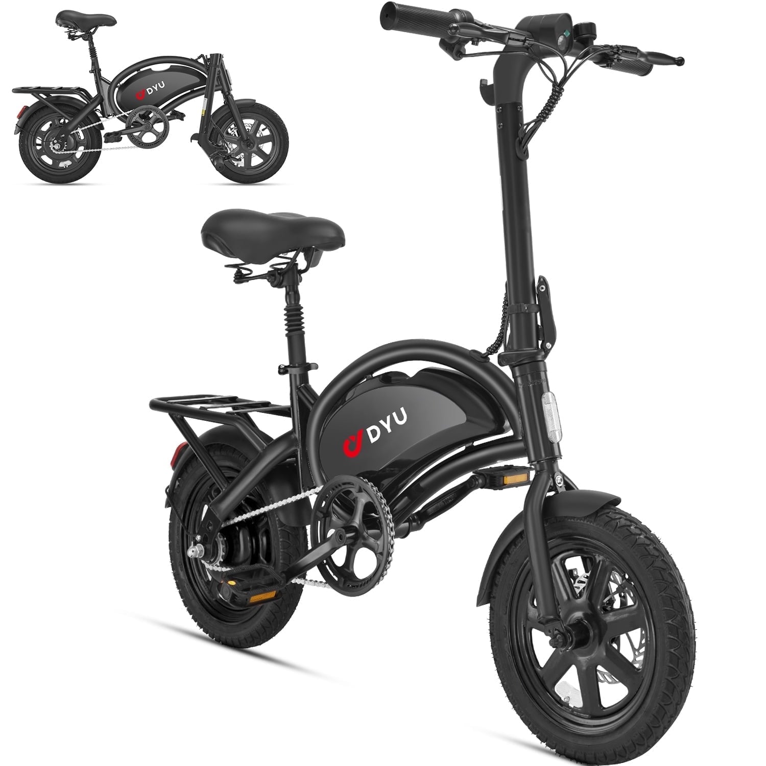 DYU D3F Electric Bike Peak 500W 36V, 14 Mini Ebike for City Commuter, Folding Electric Bicycle for Adult, UL2849