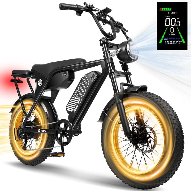 ESKUTE V300D Ebike for Adults, Up to 30MPH Electric Bicycle, Peak 1500W Motor, 48V 41.6AH Removable Battery, 20 x 4.0 Fat Tire E-Bike, Full Suspension, 7-Speed for All Terrain Purple, UL2849