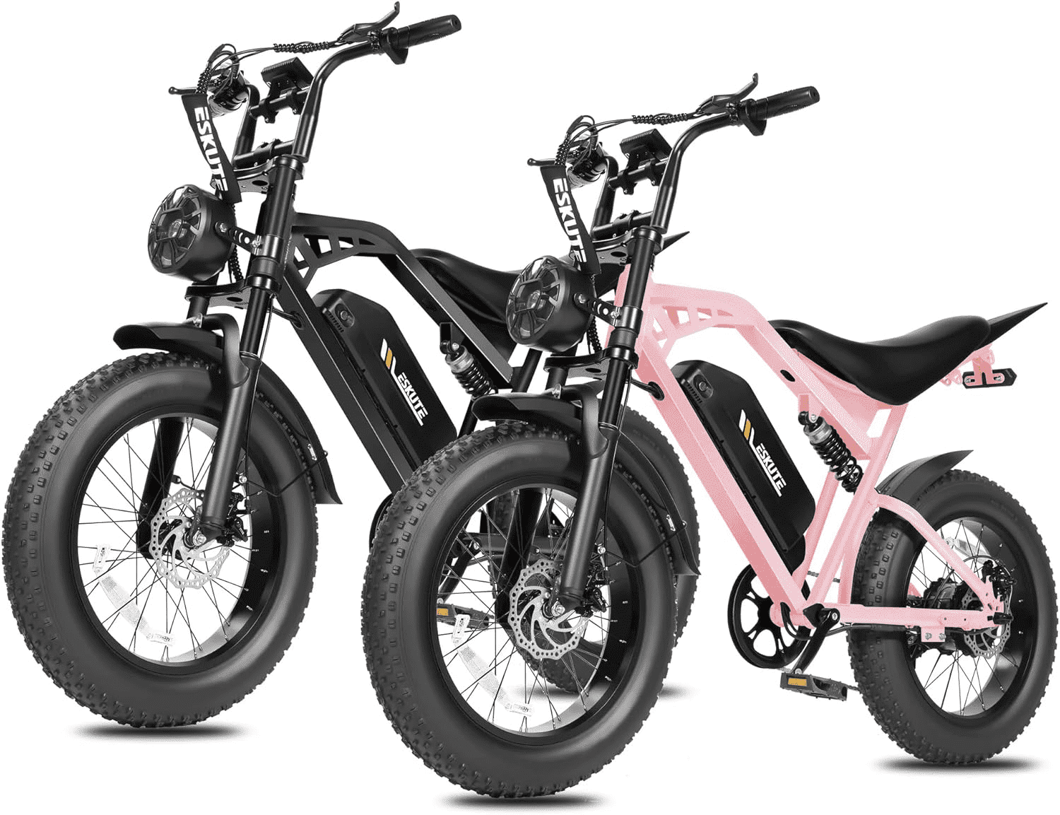 ESKUTE Electric Bike for Adults & Teens, 29MPH, 80 Miles Range, 48V 20.8Ah Battery, 20 x 4.0 Fat Tire, Dual Suspension, 7-Speed Off-Road Ebike Orange, UL2849