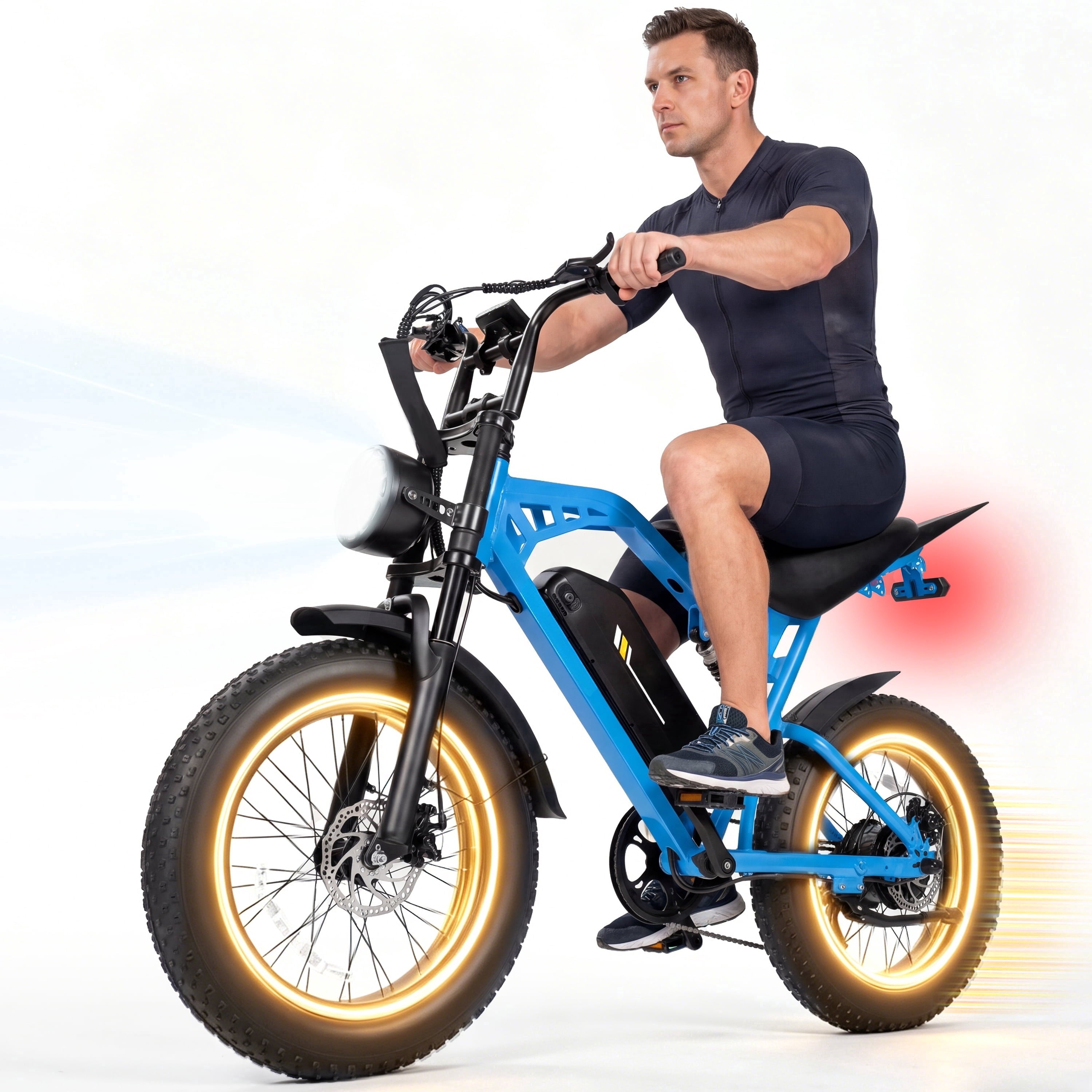 ESKUTE Electric Bike for Adults & Teens, 29MPH, 80 Miles Range, 48V 20.8Ah Battery, 20 x 4.0 Fat Tire, Dual Suspension, 7-Speed Off-Road Ebike Orange, UL2849