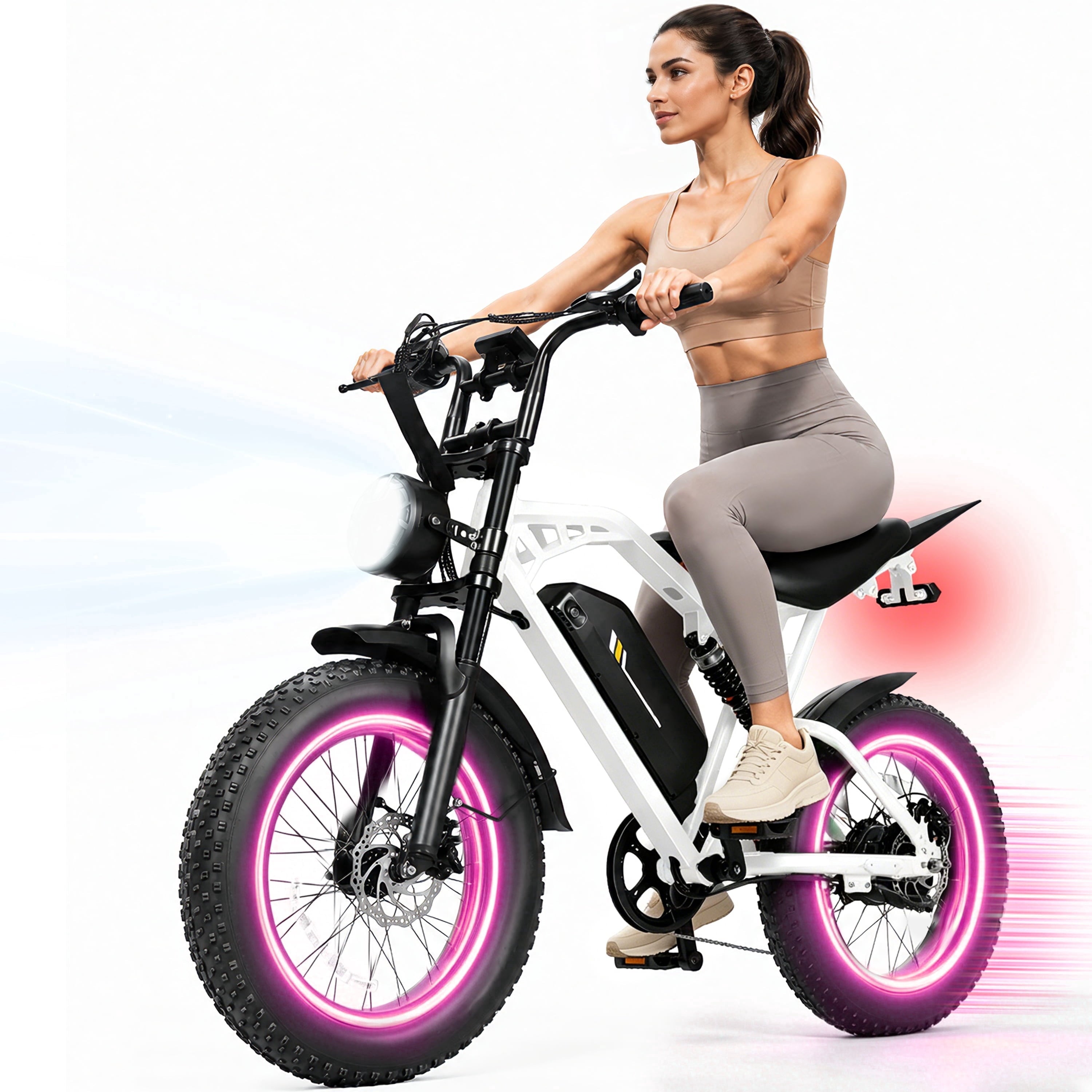 ESKUTE Electric Bike for Adults & Teens, 29MPH, 80 Miles Range, 48V 20.8Ah Battery, 20 x 4.0 Fat Tire, Dual Suspension, 7-Speed Off-Road Ebike Orange, UL2849