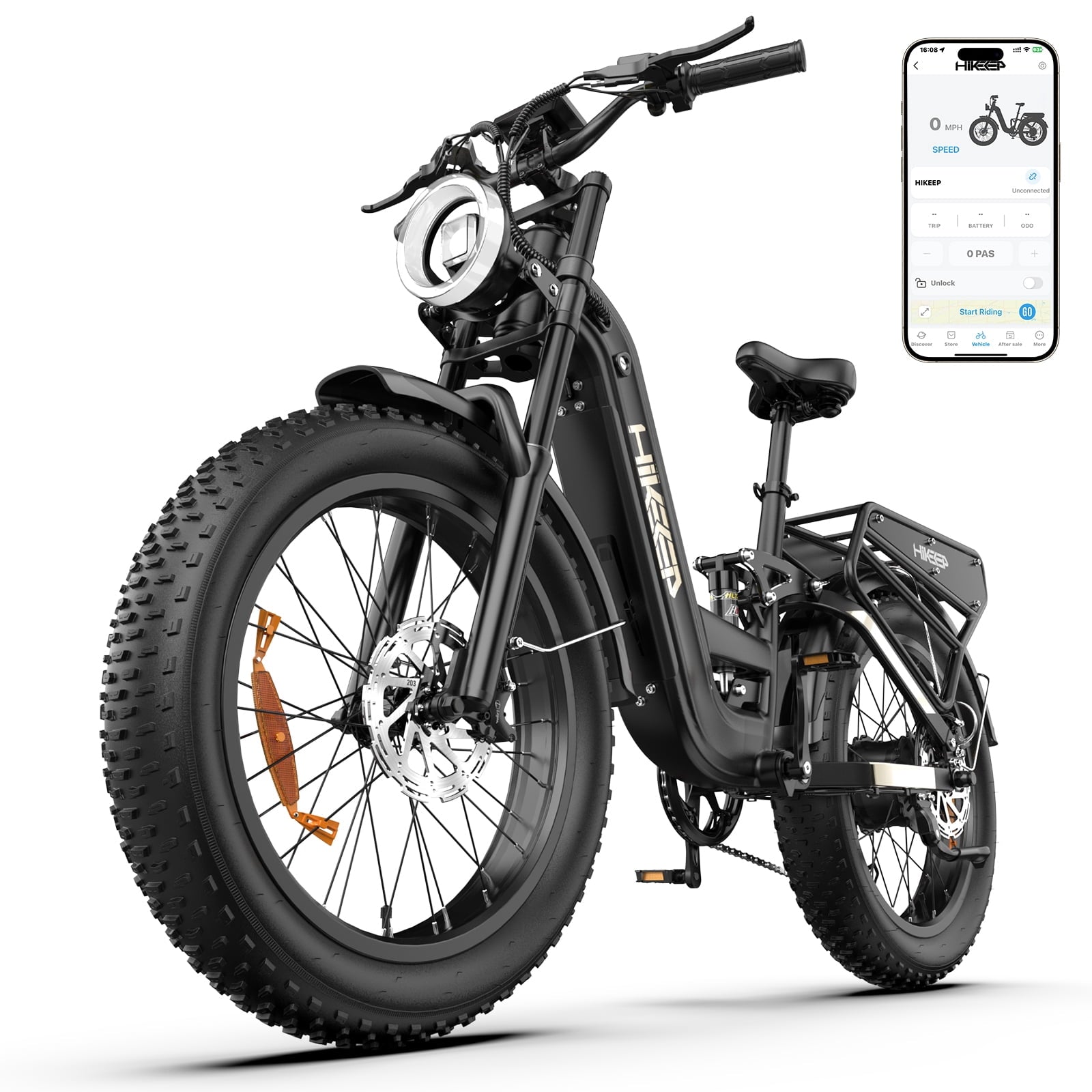 Electric Bike for Adults, 2000W 4000W Peak Motor, 48V 25Ah Removable Battery, 26x4.0 Fat Tire Ebike, 7-Speed Shimano, Front Fork & Linkage Suspension, Rear Rack, 40MPH, UL2849, Green