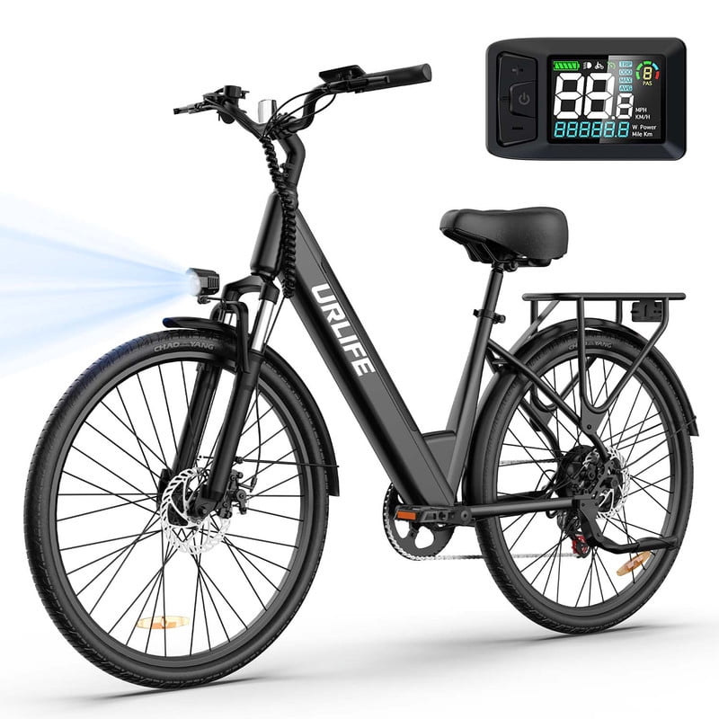 URLIFE 26 Electric Bike for Adults,750W Peak Motor,48V 10.4Ah Removable Battery, 60 Miles Range, 7-Speed City Commuter Ebike,UL2849-White
