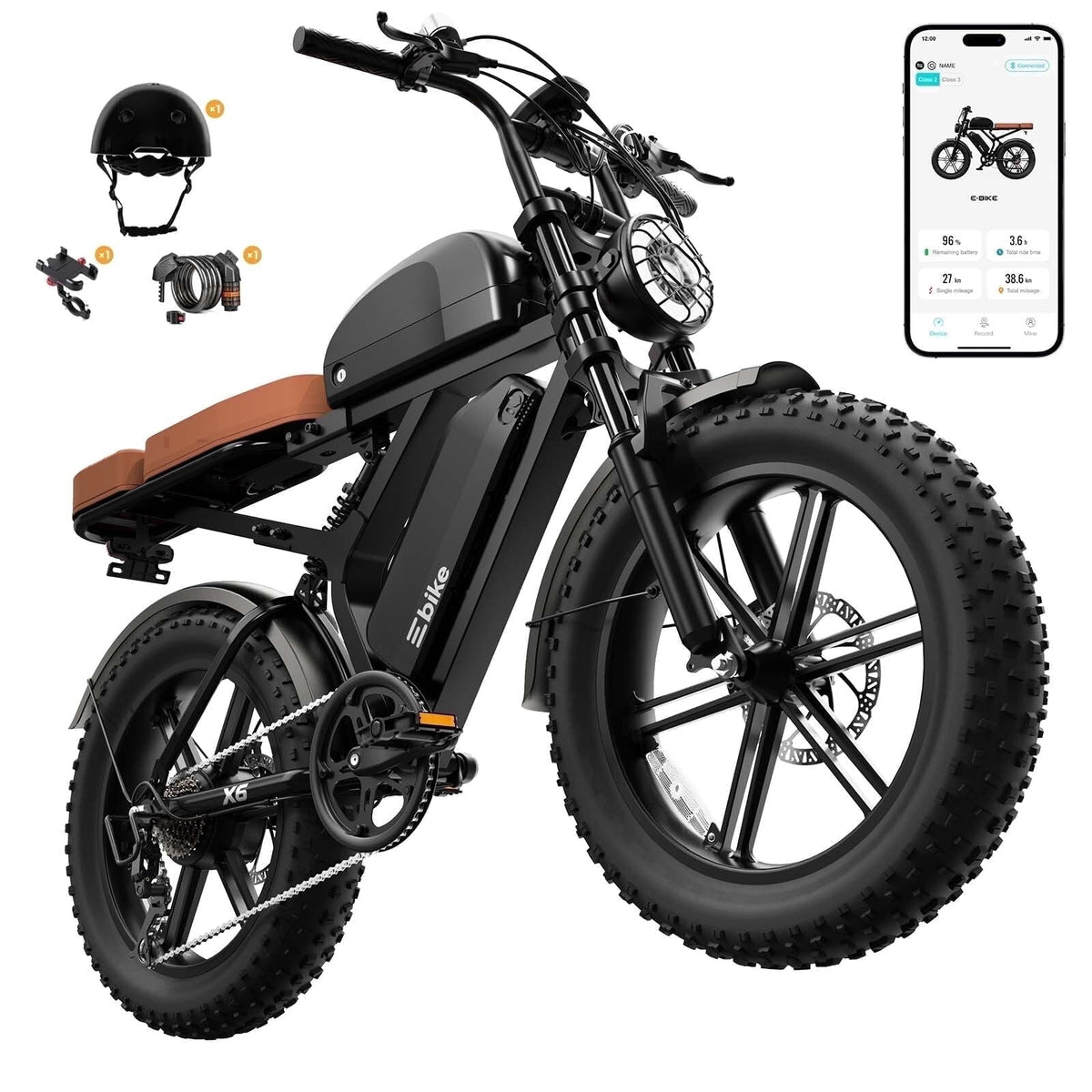 SISIGAD Electric Bike for Adults,20x4.0 Fat Tire E Mountain Bicycle,Peak 1500W Motor 48V15Ah Battery UL2849
