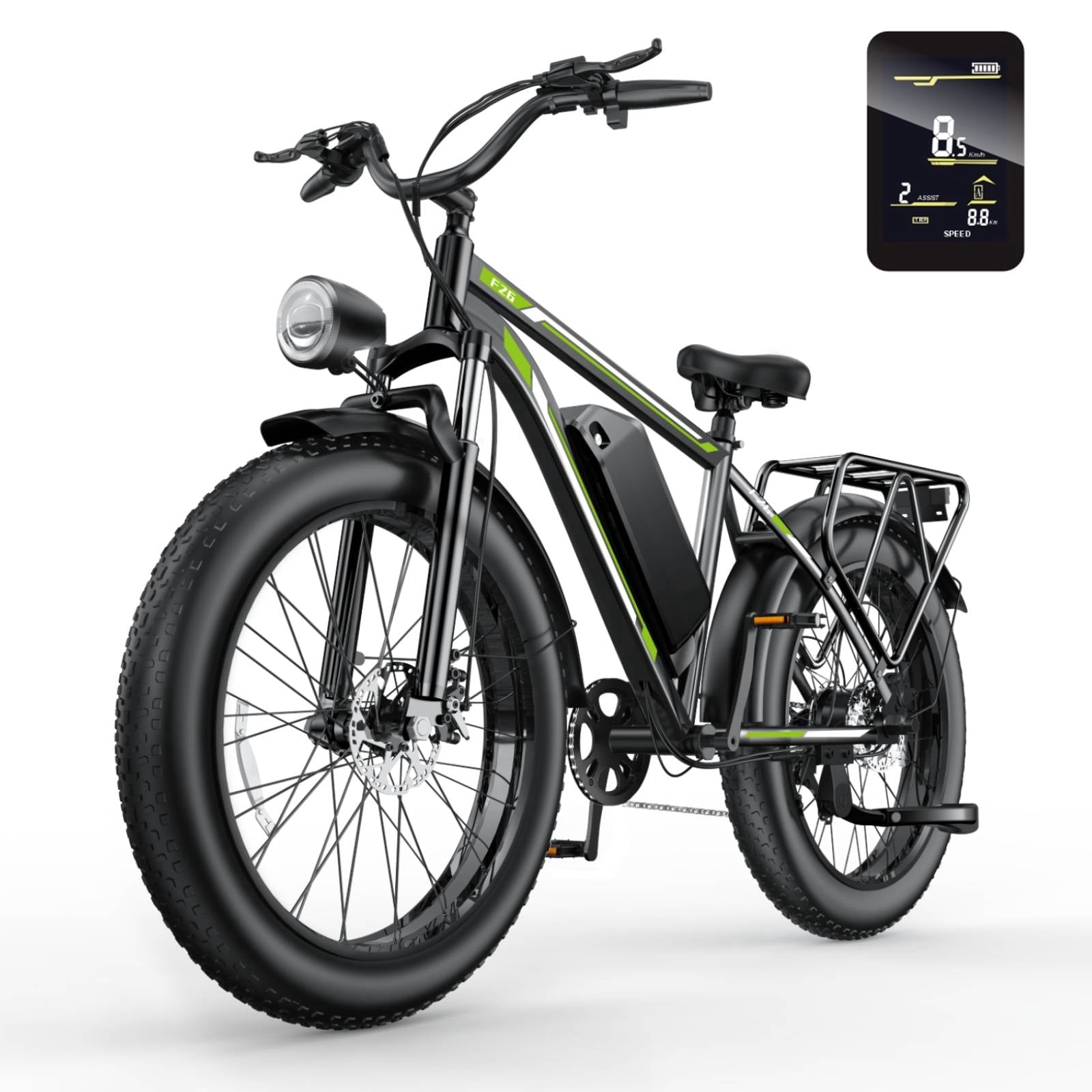 Electric Bike for Adults, 26*4.0 Fat Tire E-Mountain Bicycle,Peak 1500W Motor 48V 15.6Ah 7-Speed Ebike UL2849