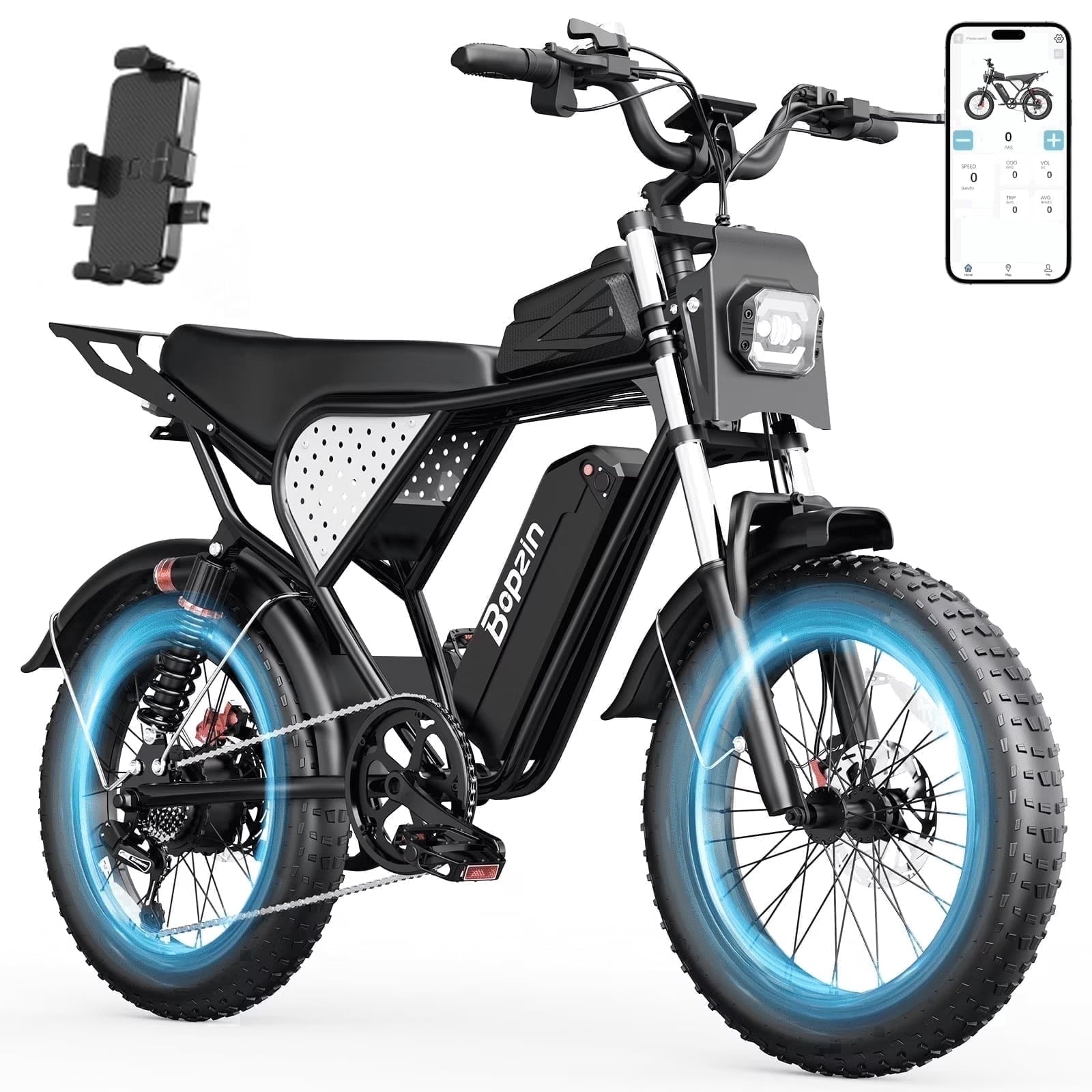 Peak 1500W Electric Bike for Adults,48V 20Ah,Max 80miles & 28mph Electric Bicycle, 20 Fat Tire Full Suspension Mountain Bike UL2849