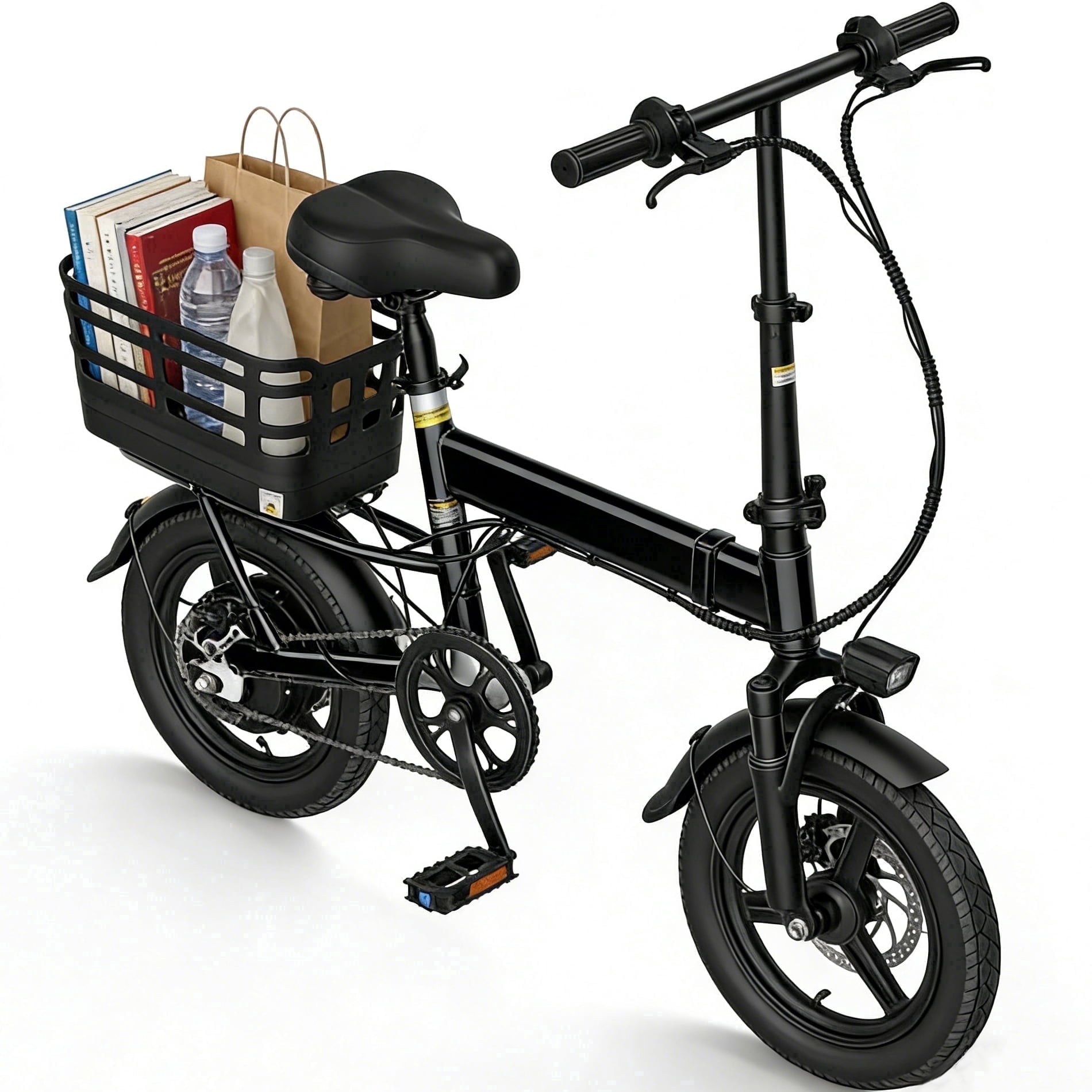 Electric Bike for Adults with Basket,500W Peak Motor,35 Miles 20 MPH,432WH Battery,14 Folding Ebike Bicycle,UL2849