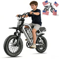 Electric Bike for Teenagers, Ages 7+ with 750W Brushless Motor, 16 Fat Tire, 19.8 MPH Electric Mountain Bicycle with Removable Battery, UL2849