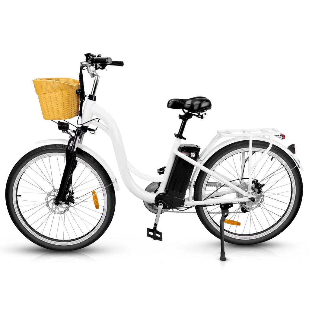 Electric City Bike for Adults 26,Peak 750W E-Commuter Bikes 48V 10AH UL2849,White